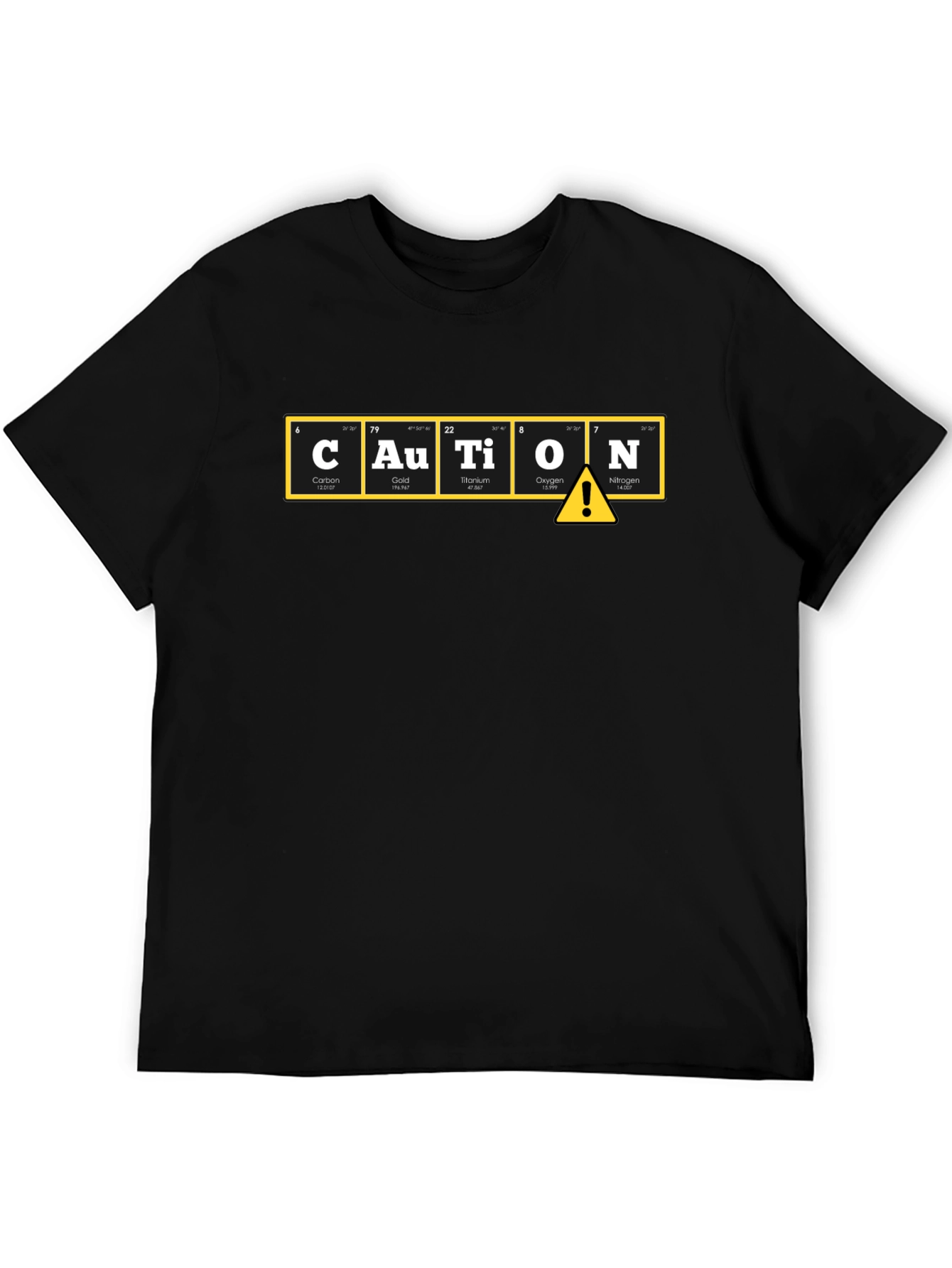 Caution Periodic Table Mens Black T-Shirt