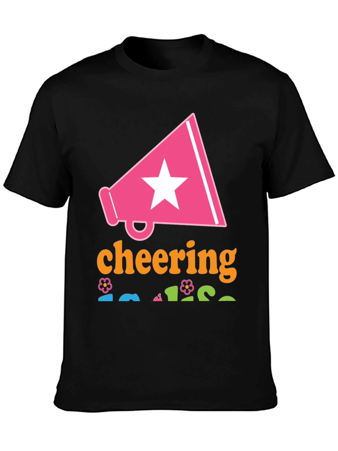 Cheering T-Shirt with Megaphone Star Design