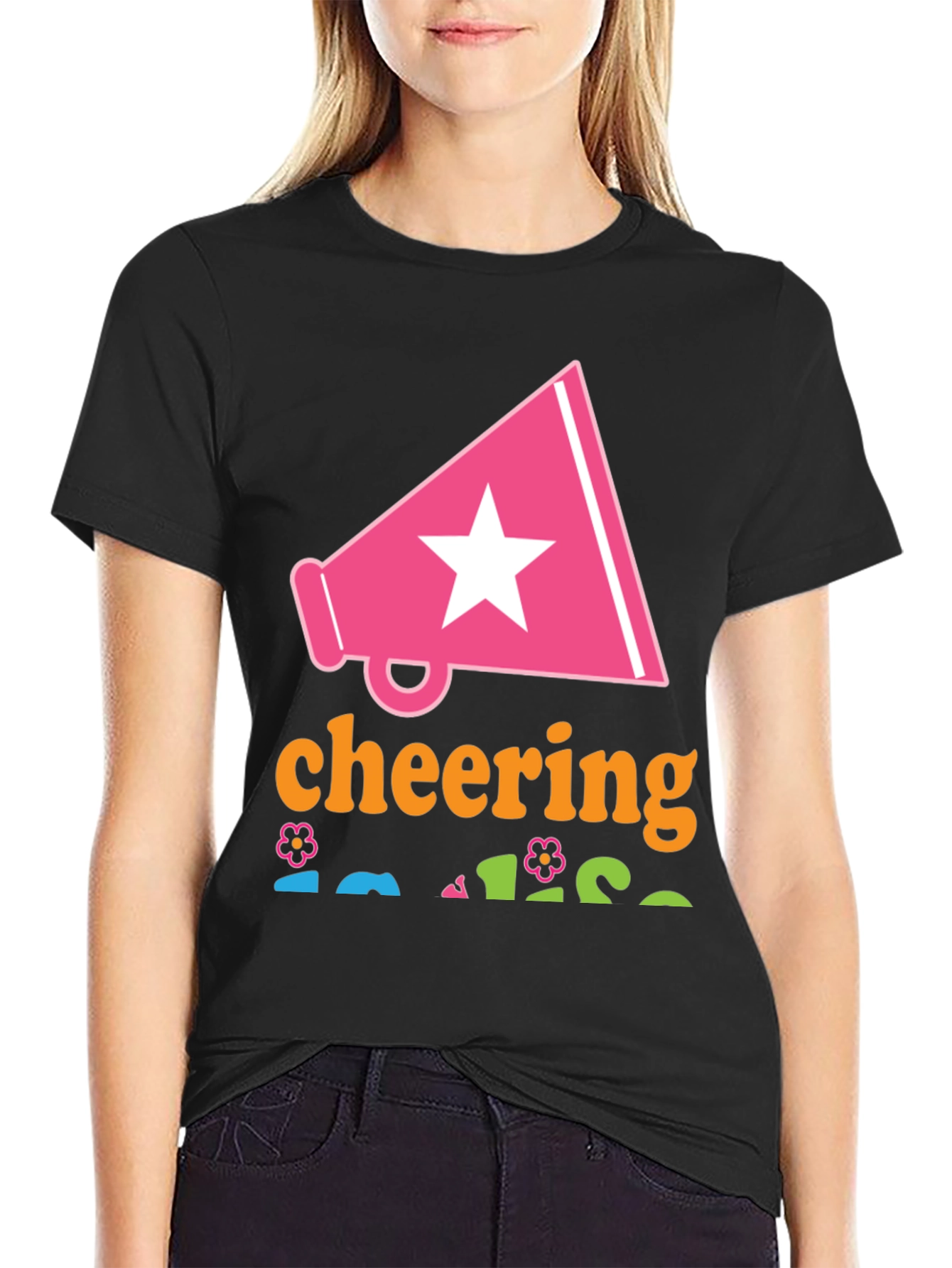 Cheering T-Shirt with Megaphone Star Design