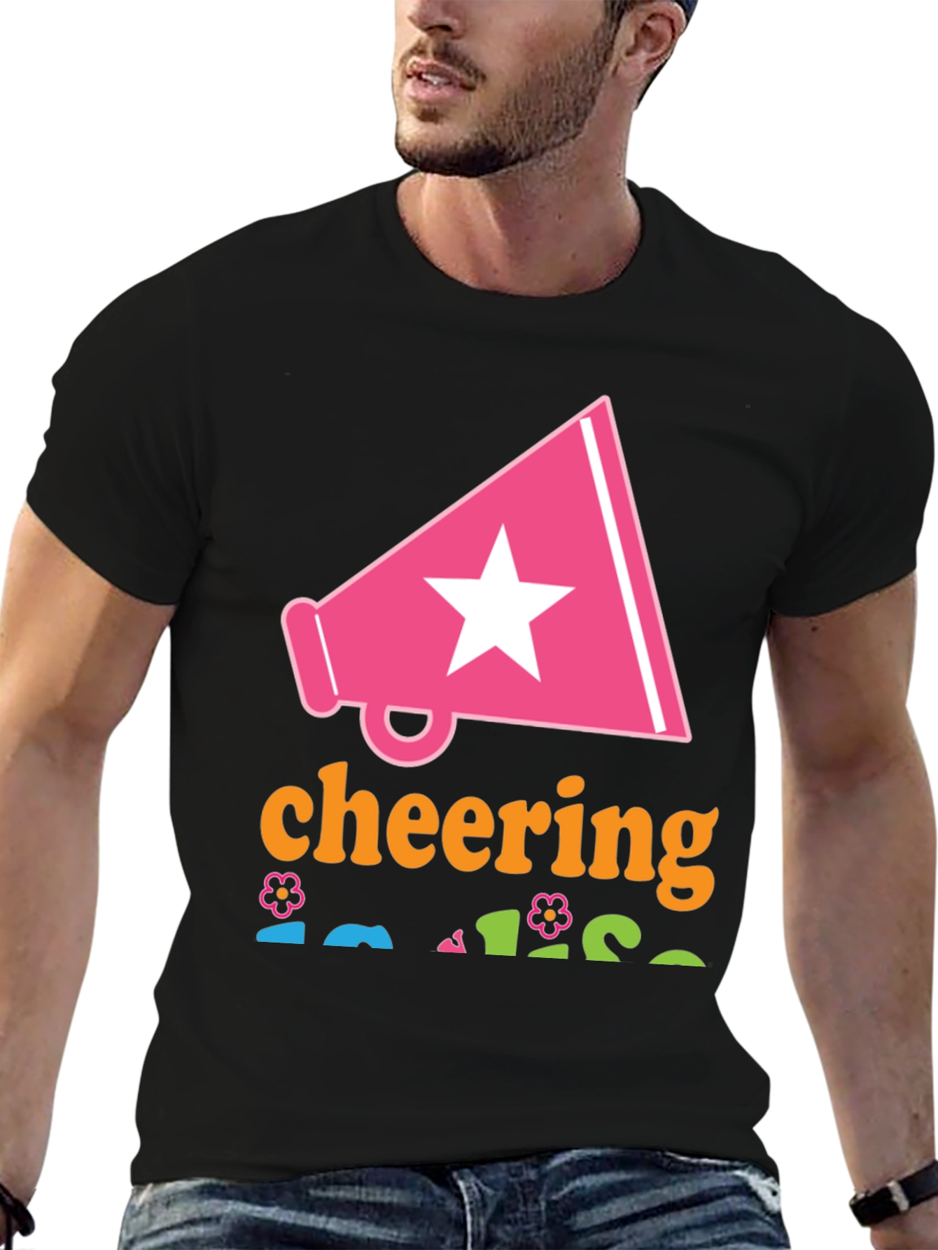 Cheering T-Shirt with Megaphone Star Design