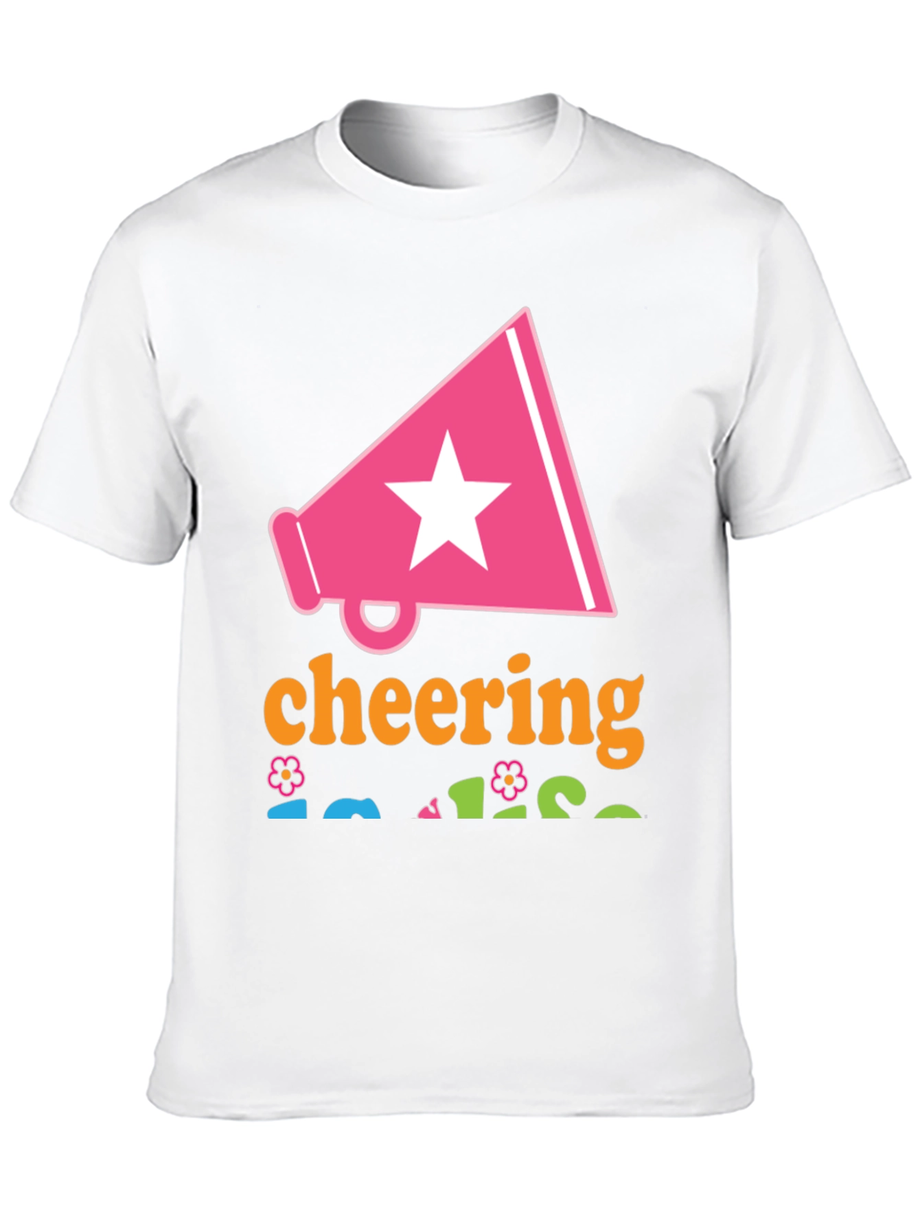 Cheering T-Shirt with Megaphone Star Design