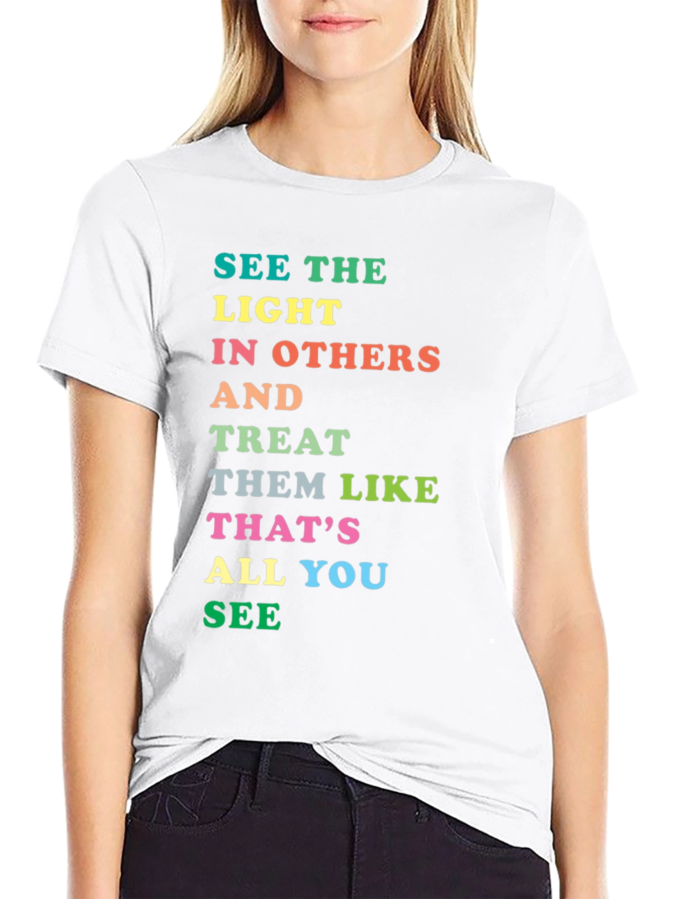 Inspirational Rainbow Text Graphic T-Shirt