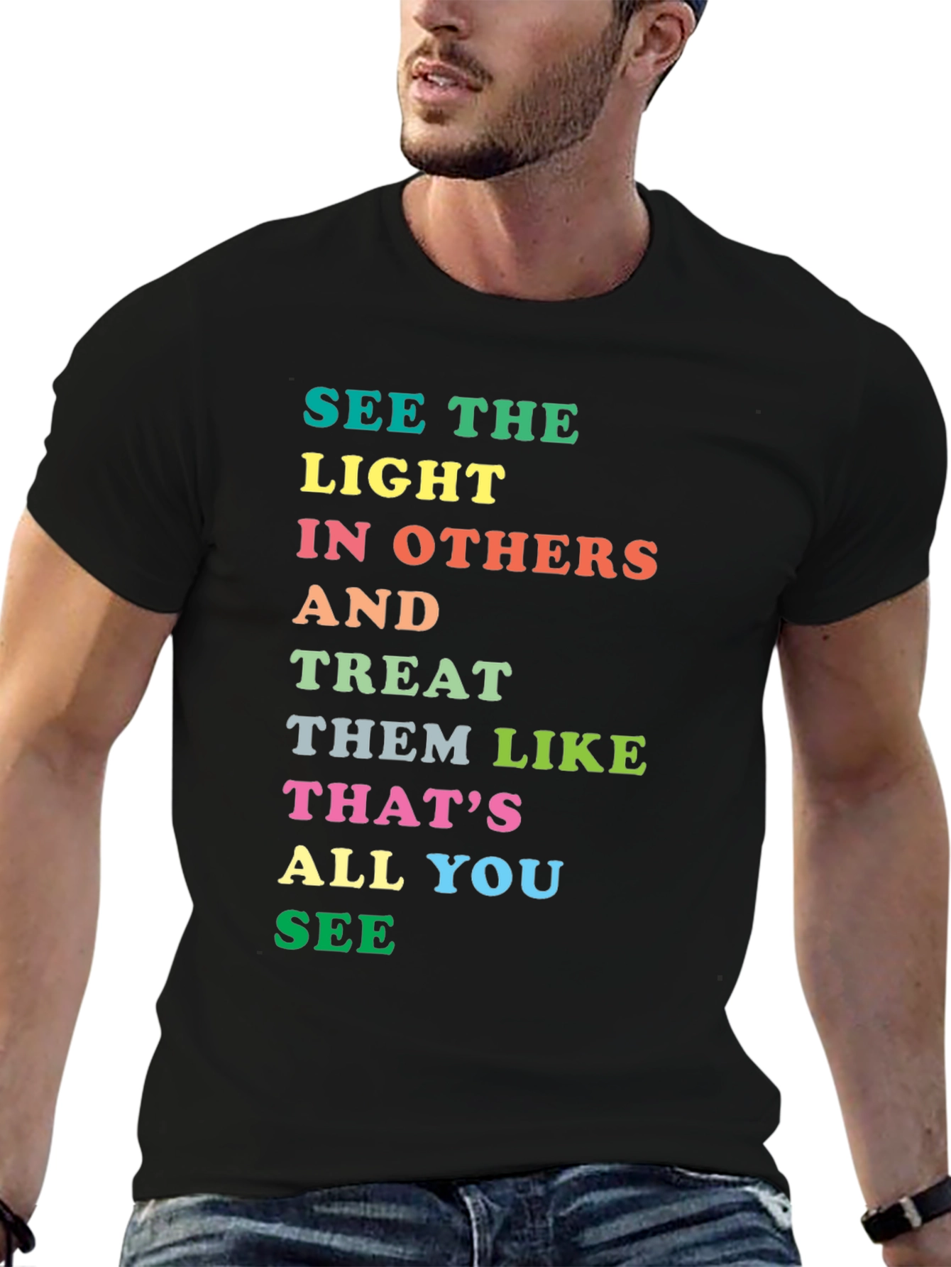 Inspirational Rainbow Text Graphic T-Shirt