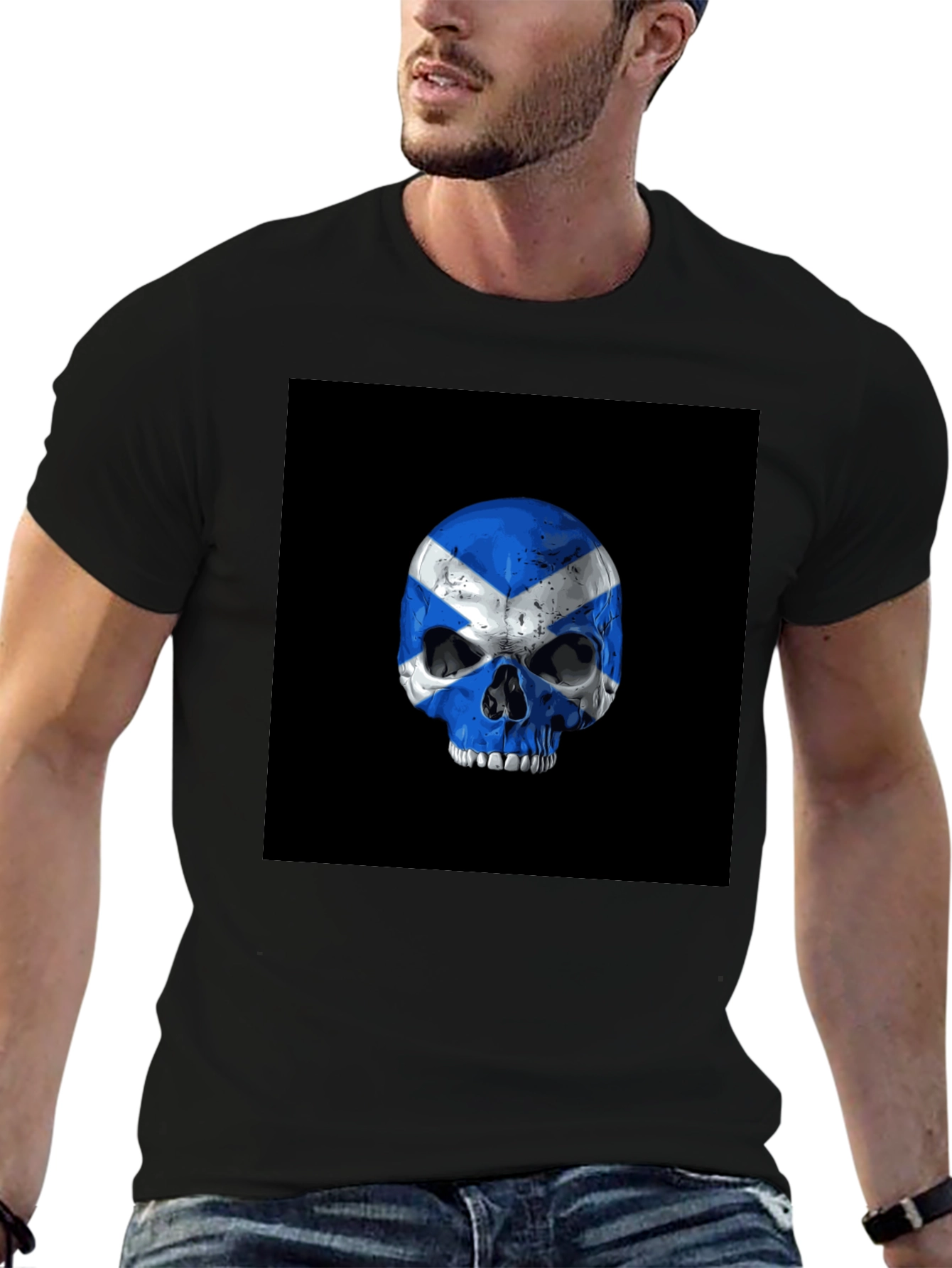 Scottish Flag Skull Graphic T-Shirt