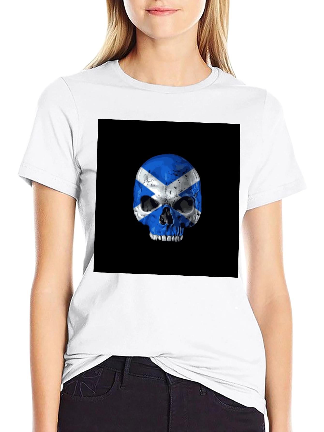 Scottish Flag Skull Graphic T-Shirt