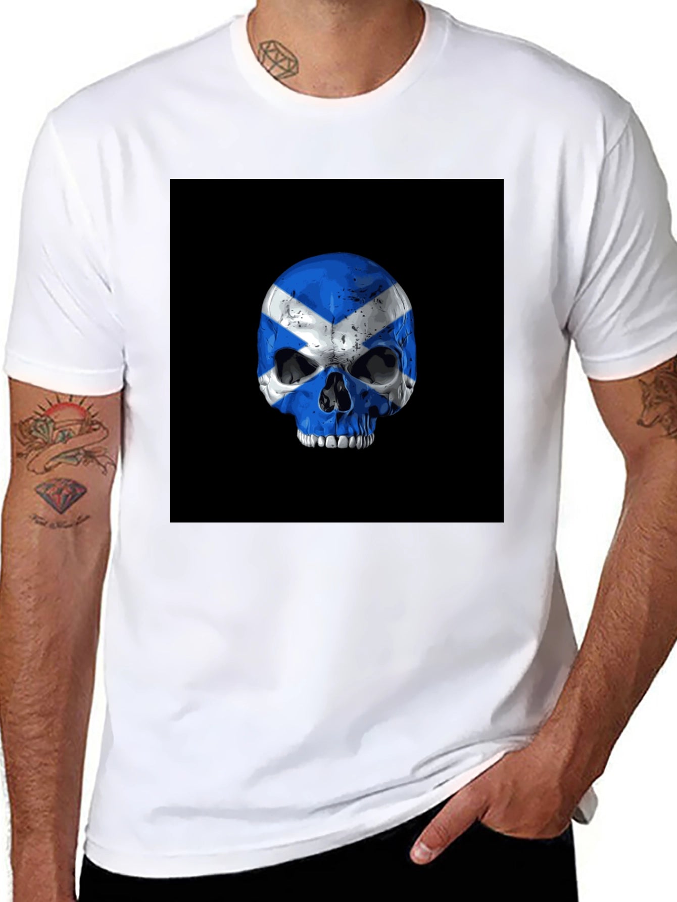 Scottish Flag Skull Graphic T-Shirt