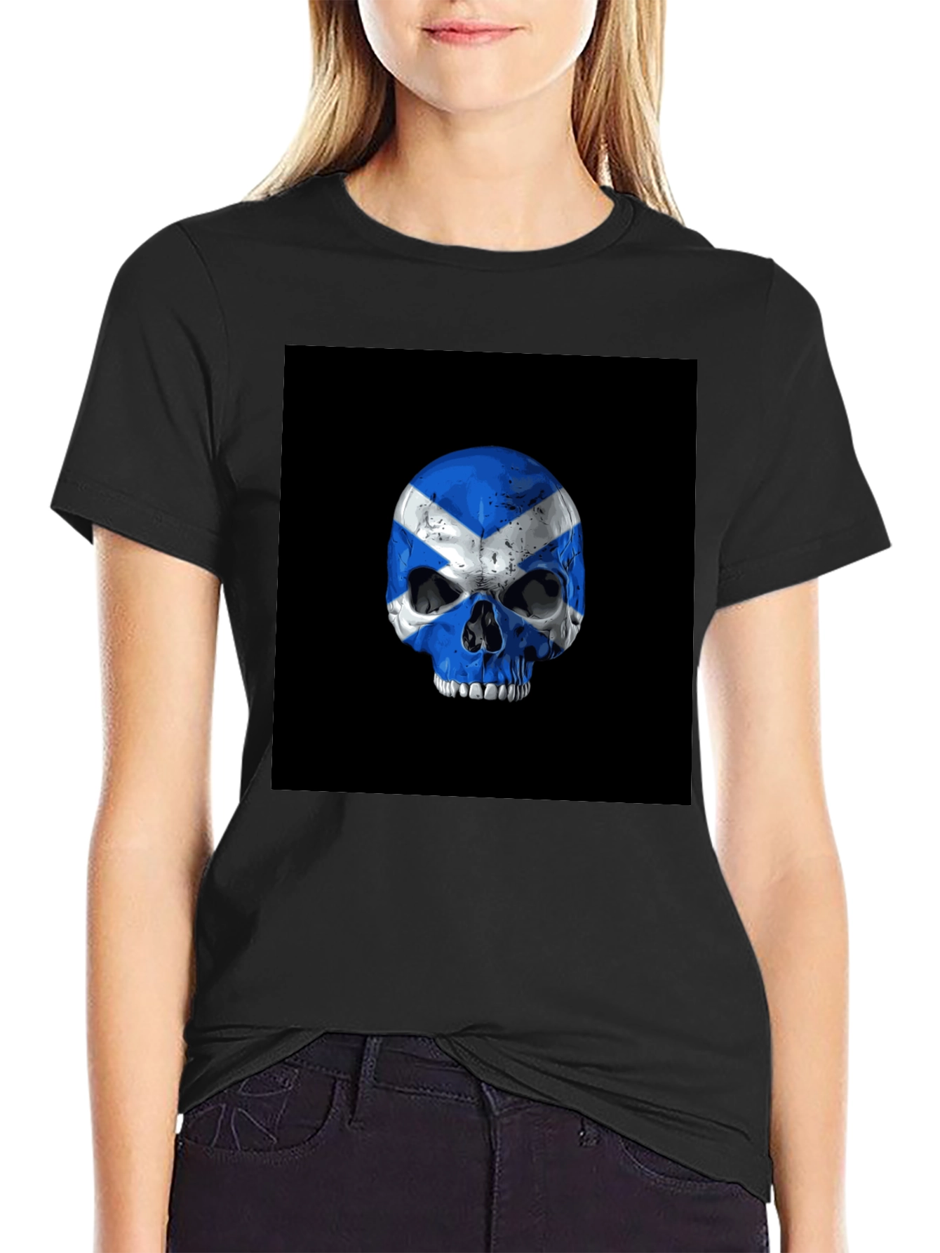 Scottish Flag Skull Graphic T-Shirt