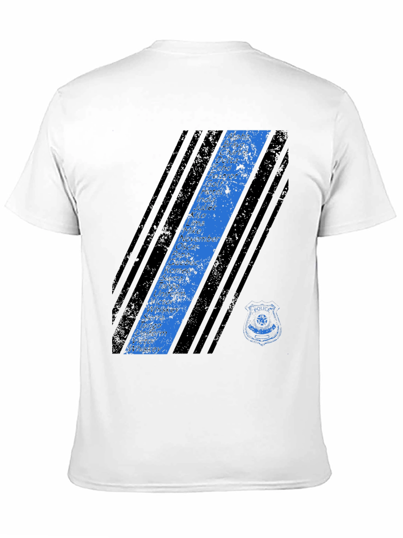 Police Alphabet Thin Blue Line Graphic T-Shirt