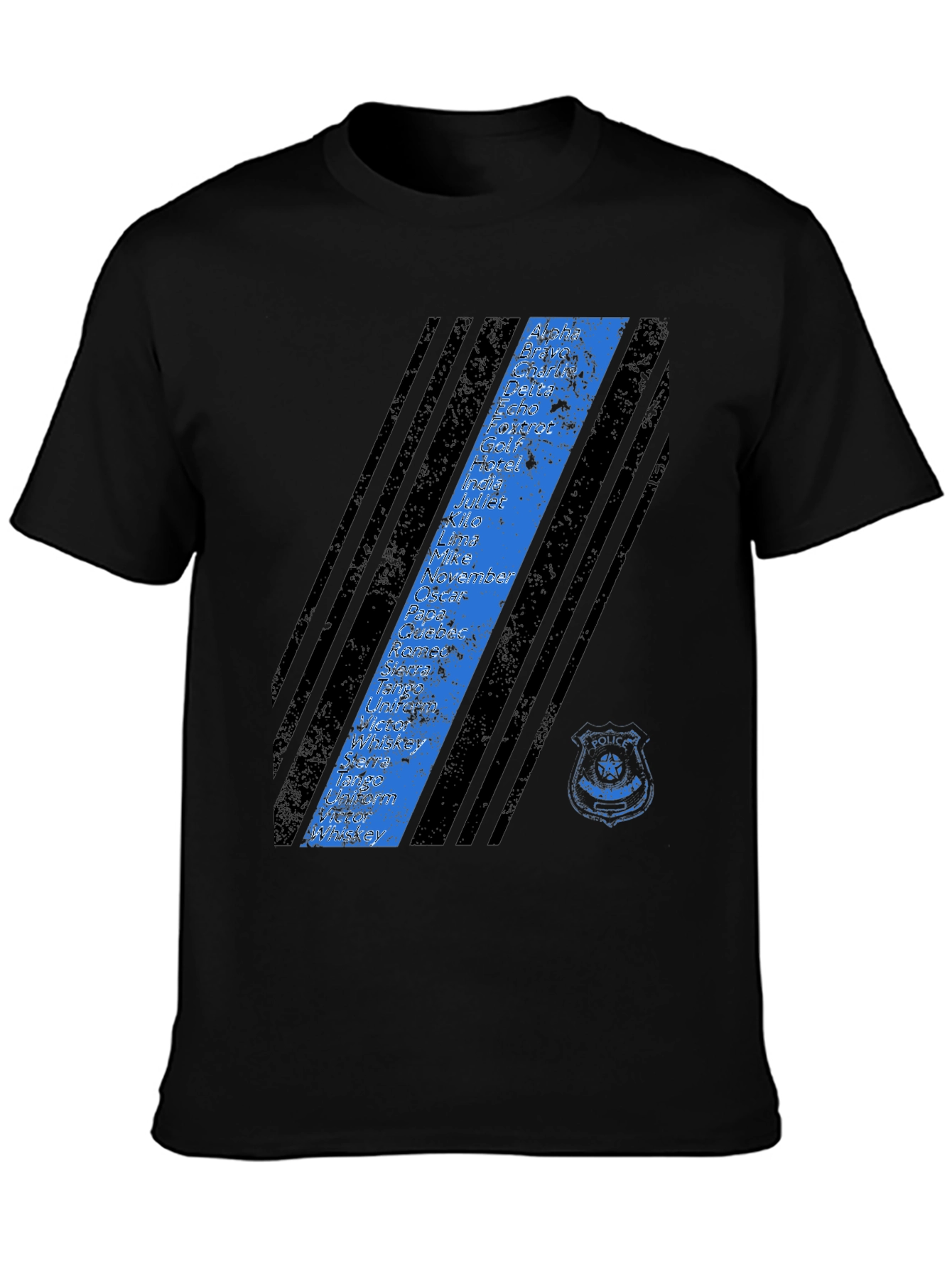Police Alphabet Thin Blue Line Graphic T-Shirt