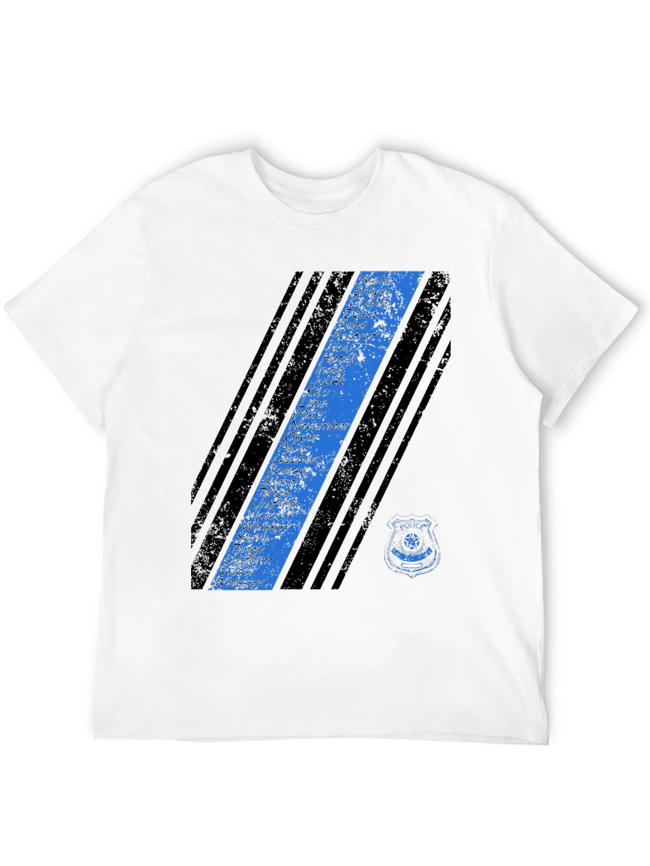 Police Alphabet Thin Blue Line Graphic T-Shirt