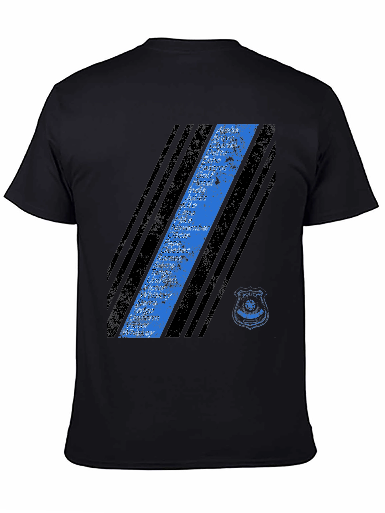 Police Alphabet Thin Blue Line Graphic T-Shirt