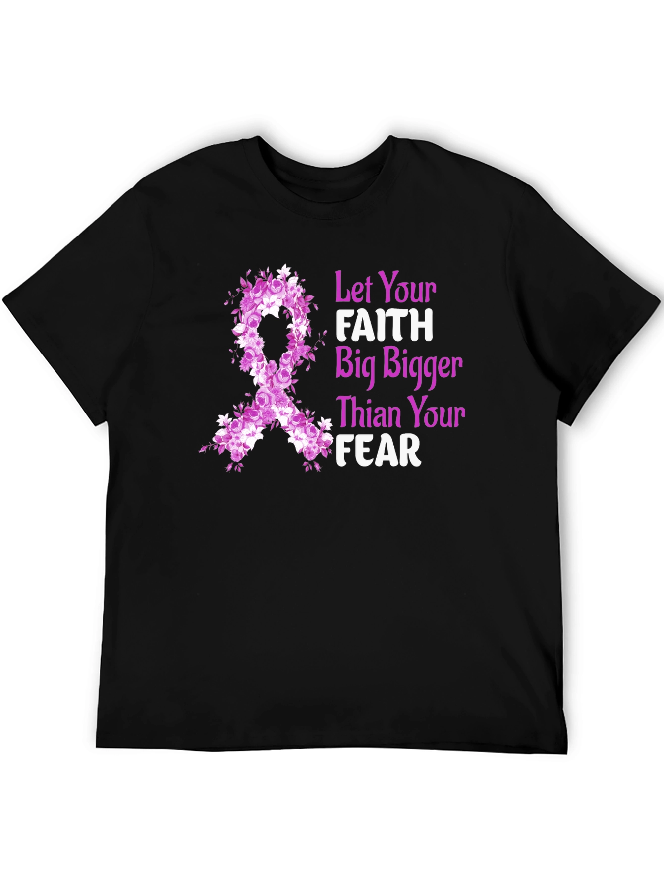 Faith Bigger Than Fear Floral Ribbon T-Shirt