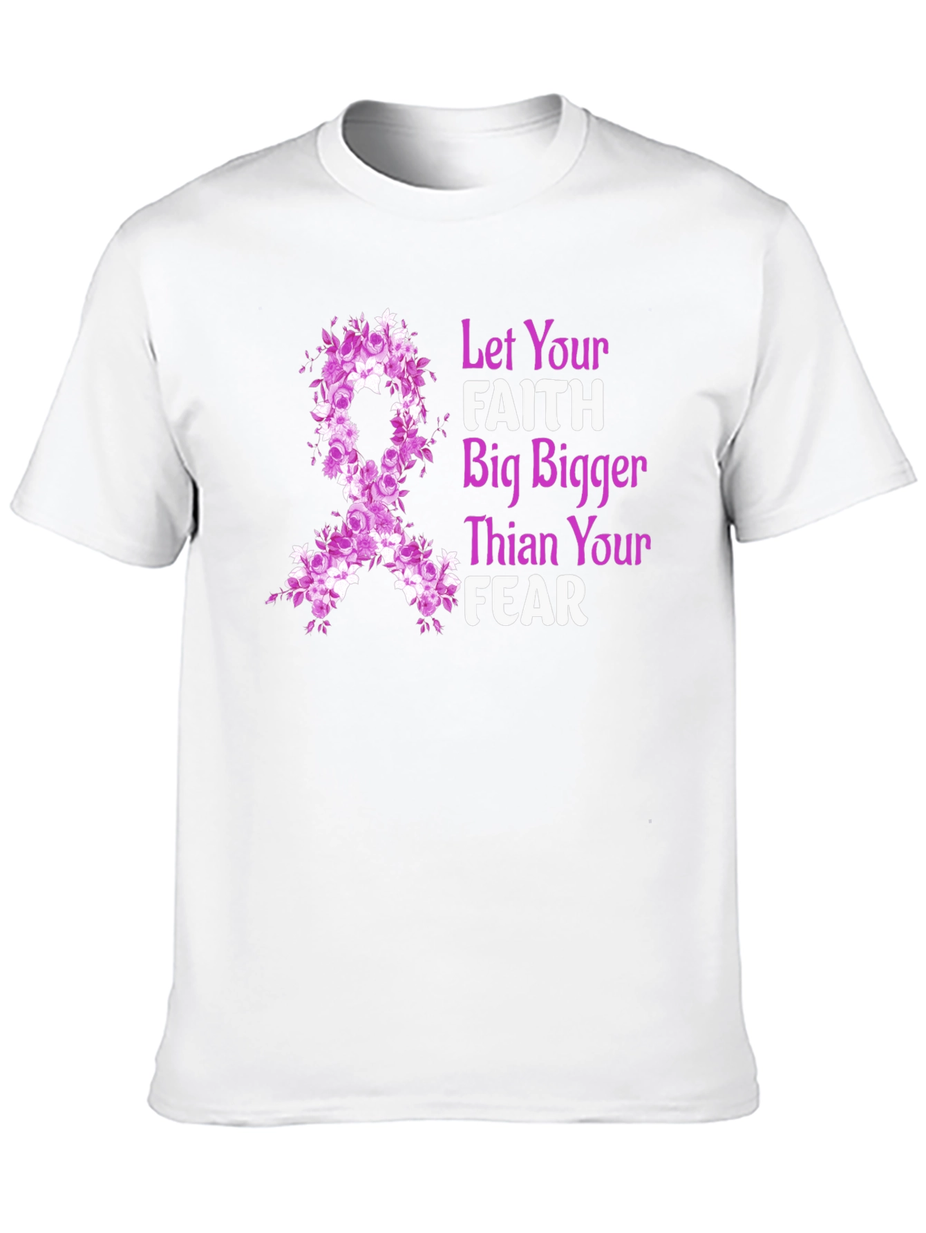 Faith Bigger Than Fear Floral Ribbon T-Shirt