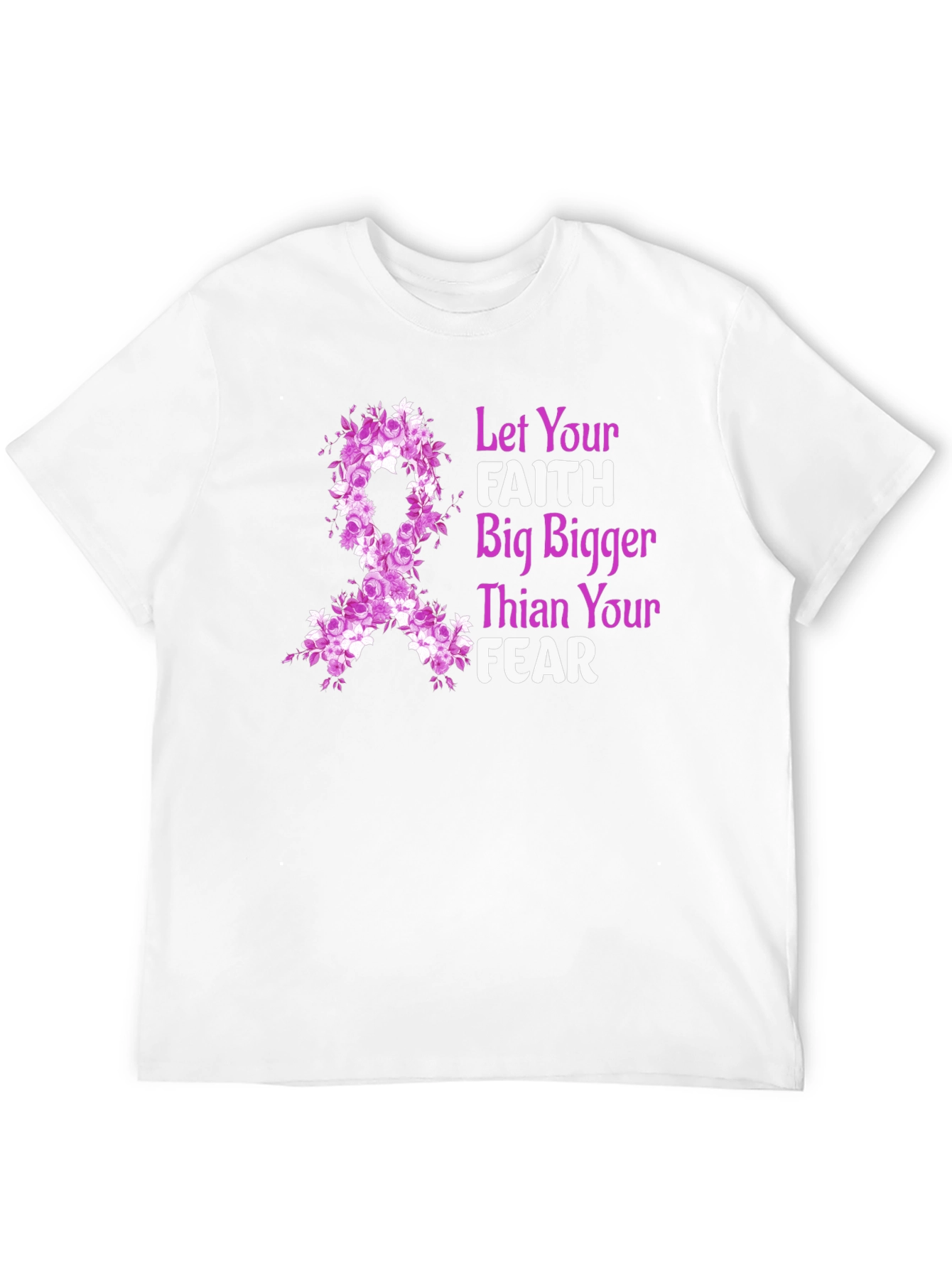 Faith Bigger Than Fear Floral Ribbon T-Shirt