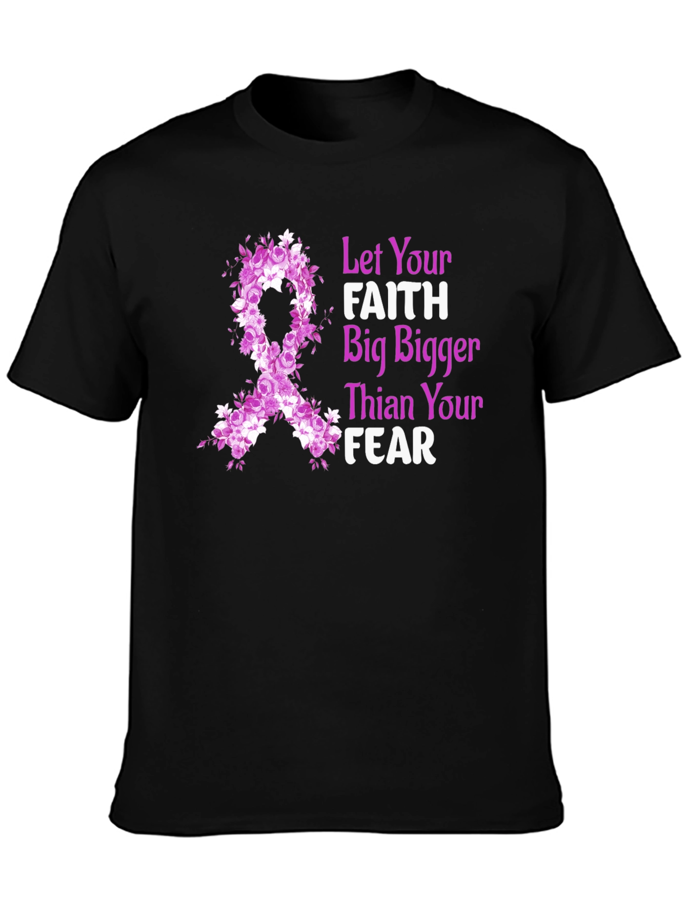 Faith Bigger Than Fear Floral Ribbon T-Shirt