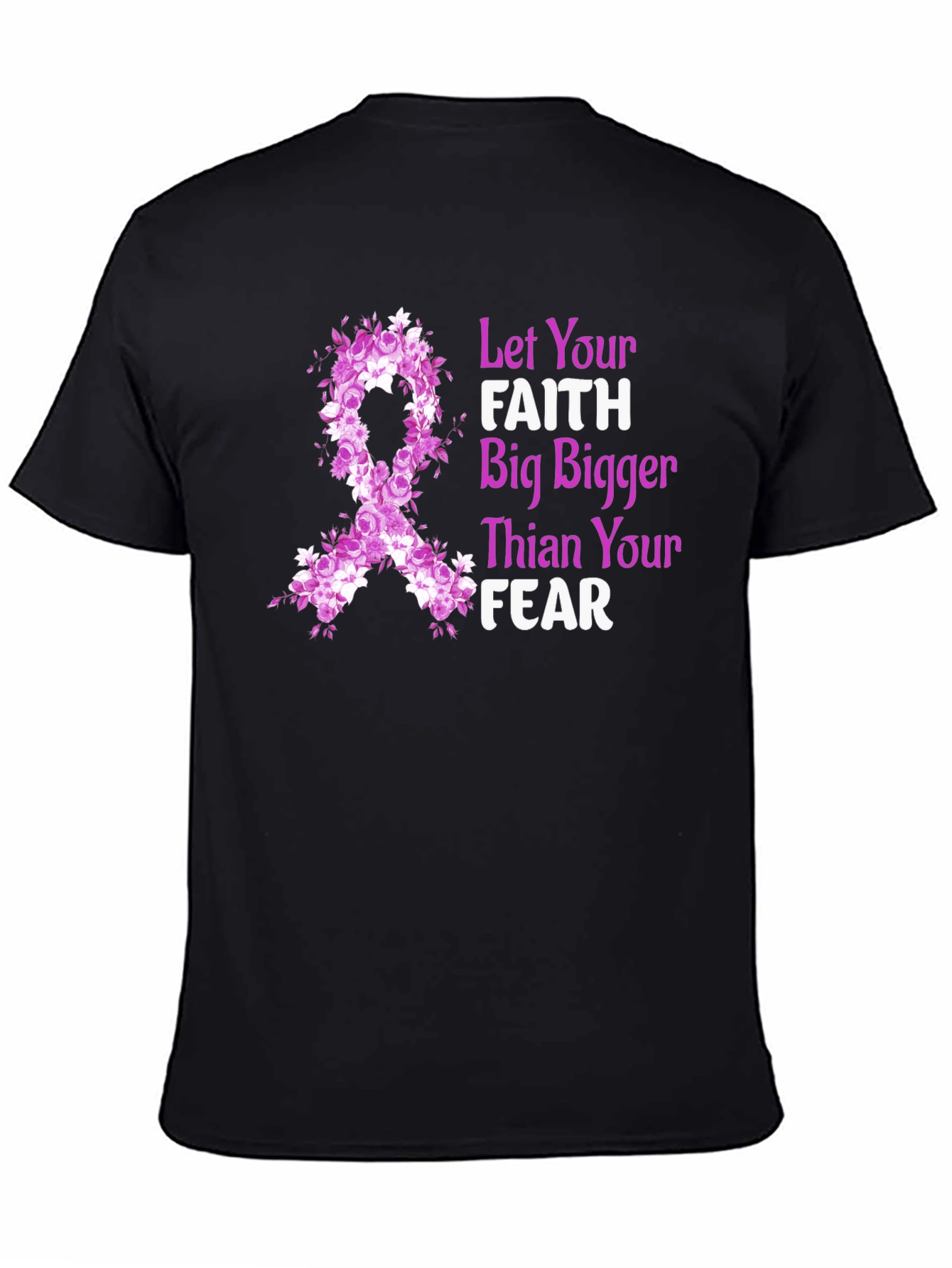 Faith Bigger Than Fear Floral Ribbon T-Shirt