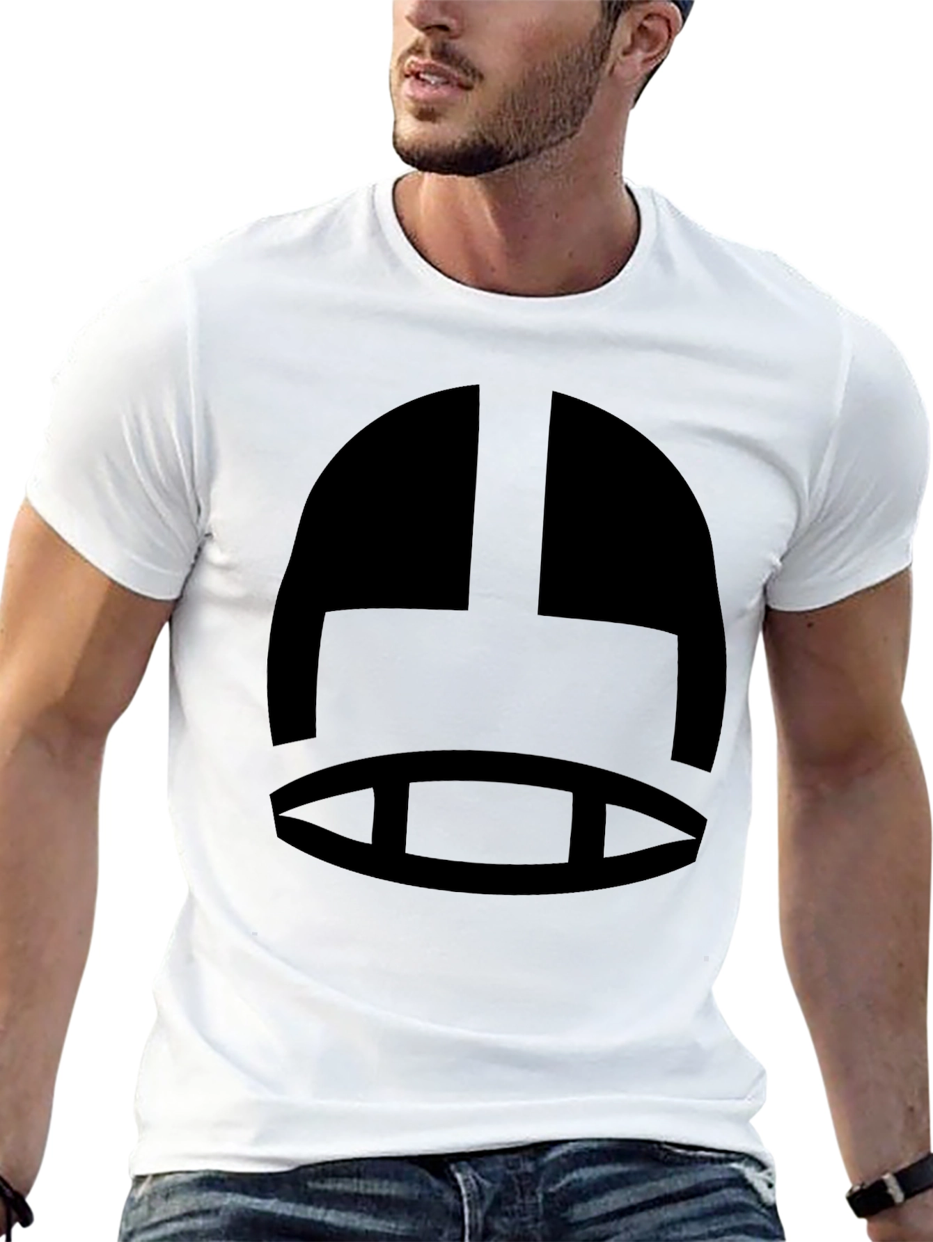 Black T-Shirt with Abstract Helmet Graphic