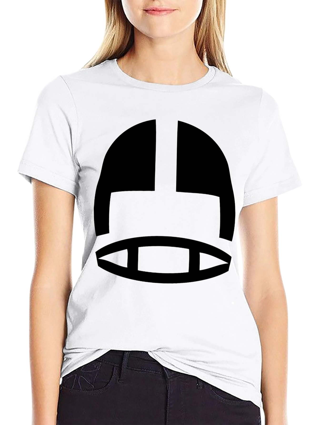 Black T-Shirt with Abstract Helmet Graphic