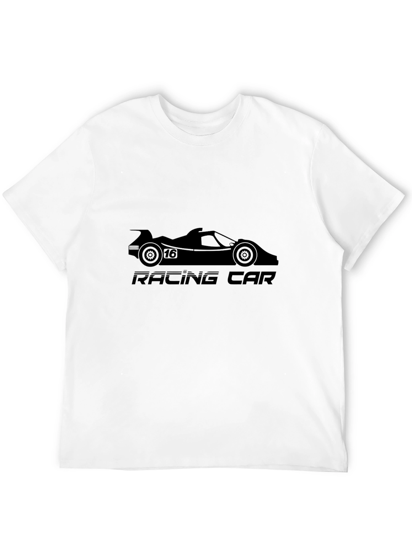 Racing Car Graphic Tee - Black Cotton T-Shirt