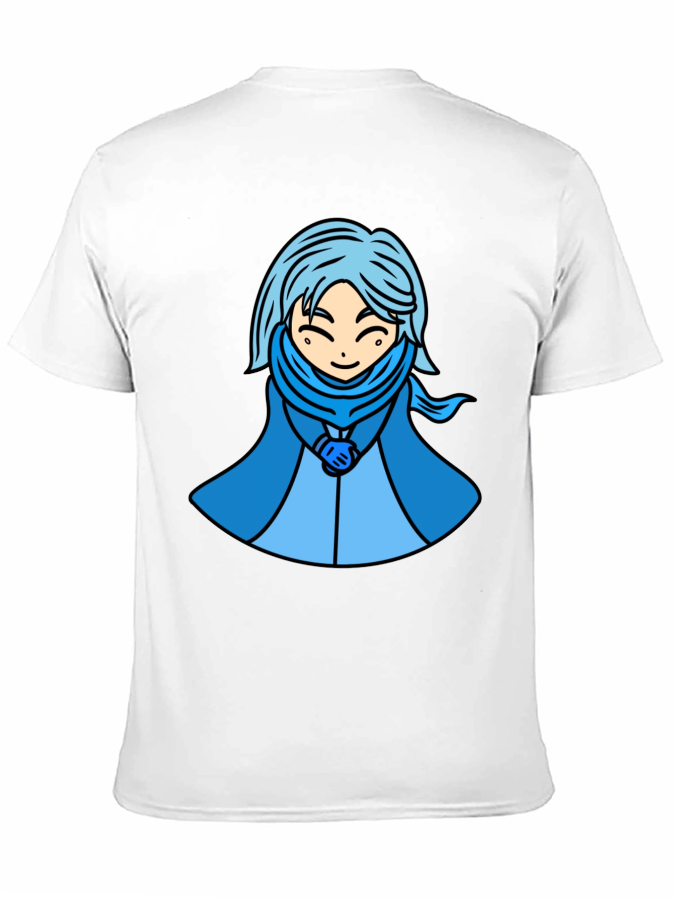 Anime Style Blue Haired Character Graphic T-Shirt