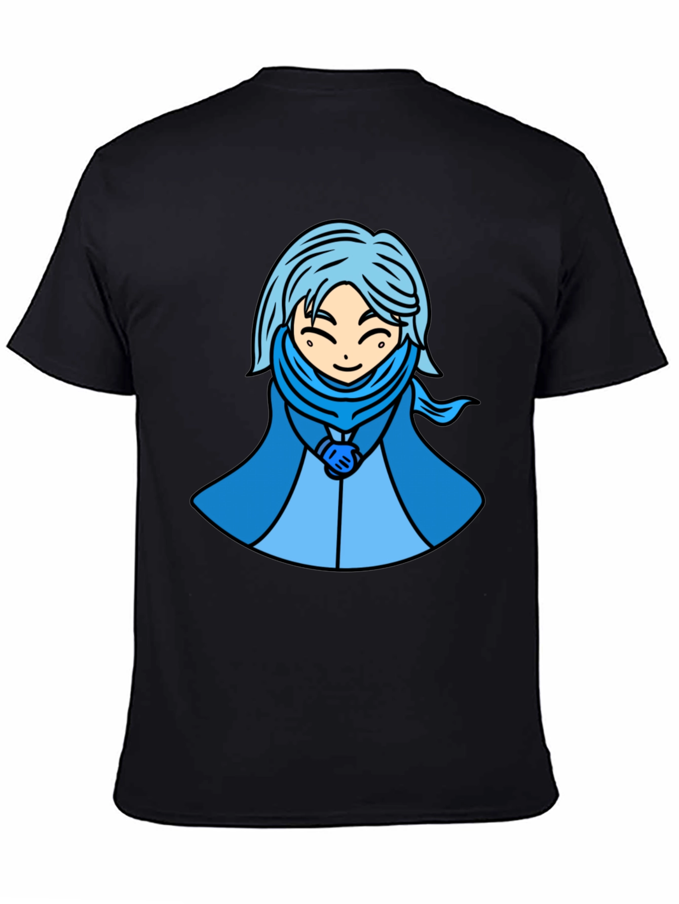 Anime Style Blue Haired Character Graphic T-Shirt