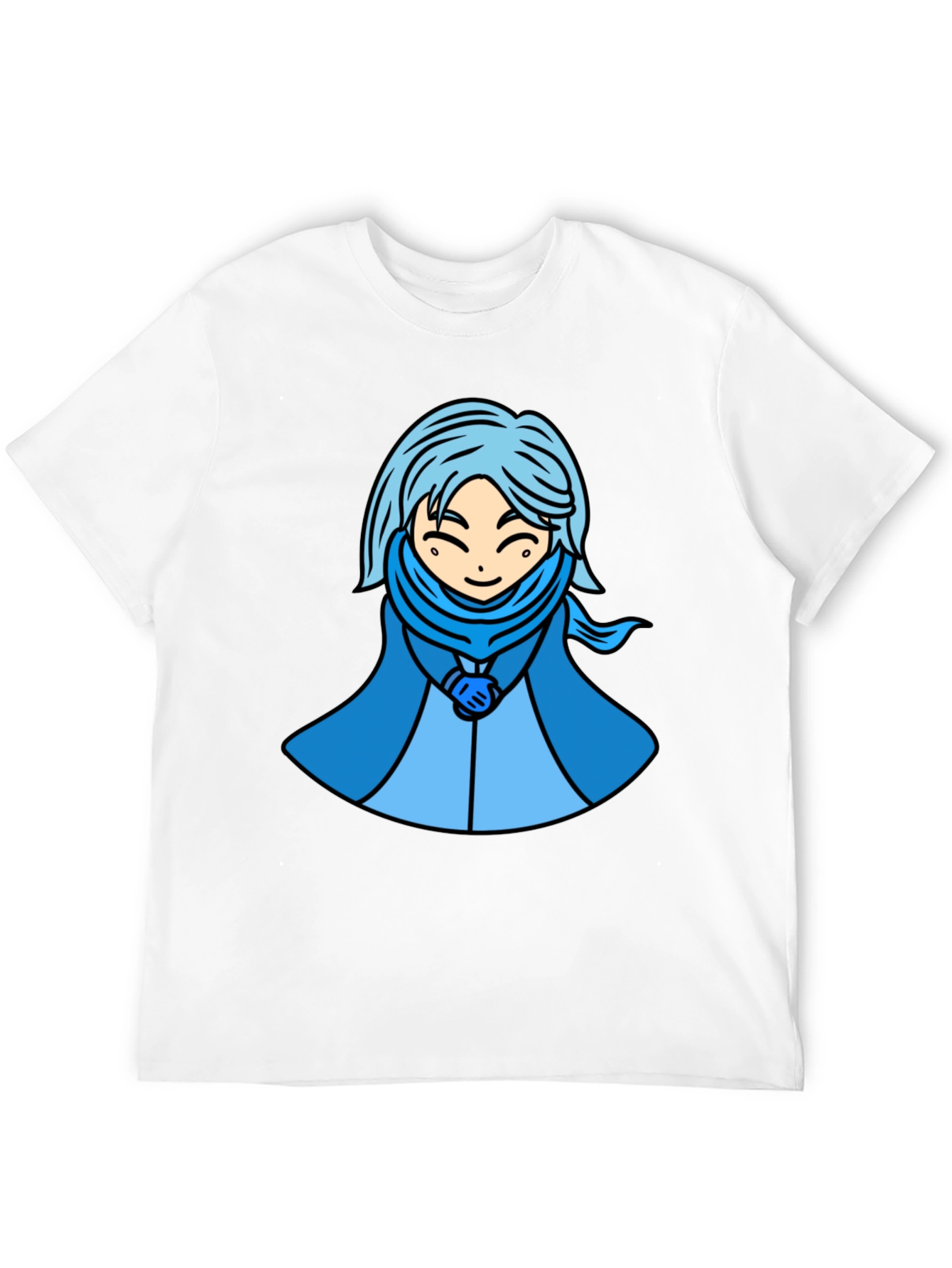 Anime Style Blue Haired Character Graphic T-Shirt