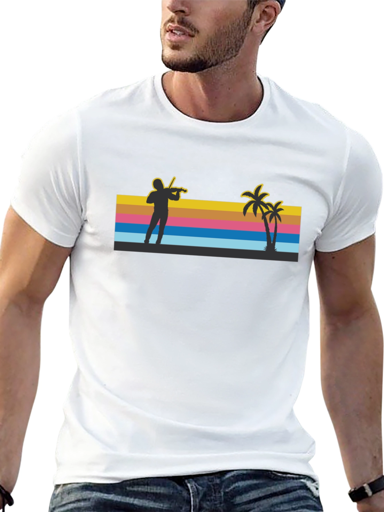Tropical Violinist T-Shirt - Beach Vibes