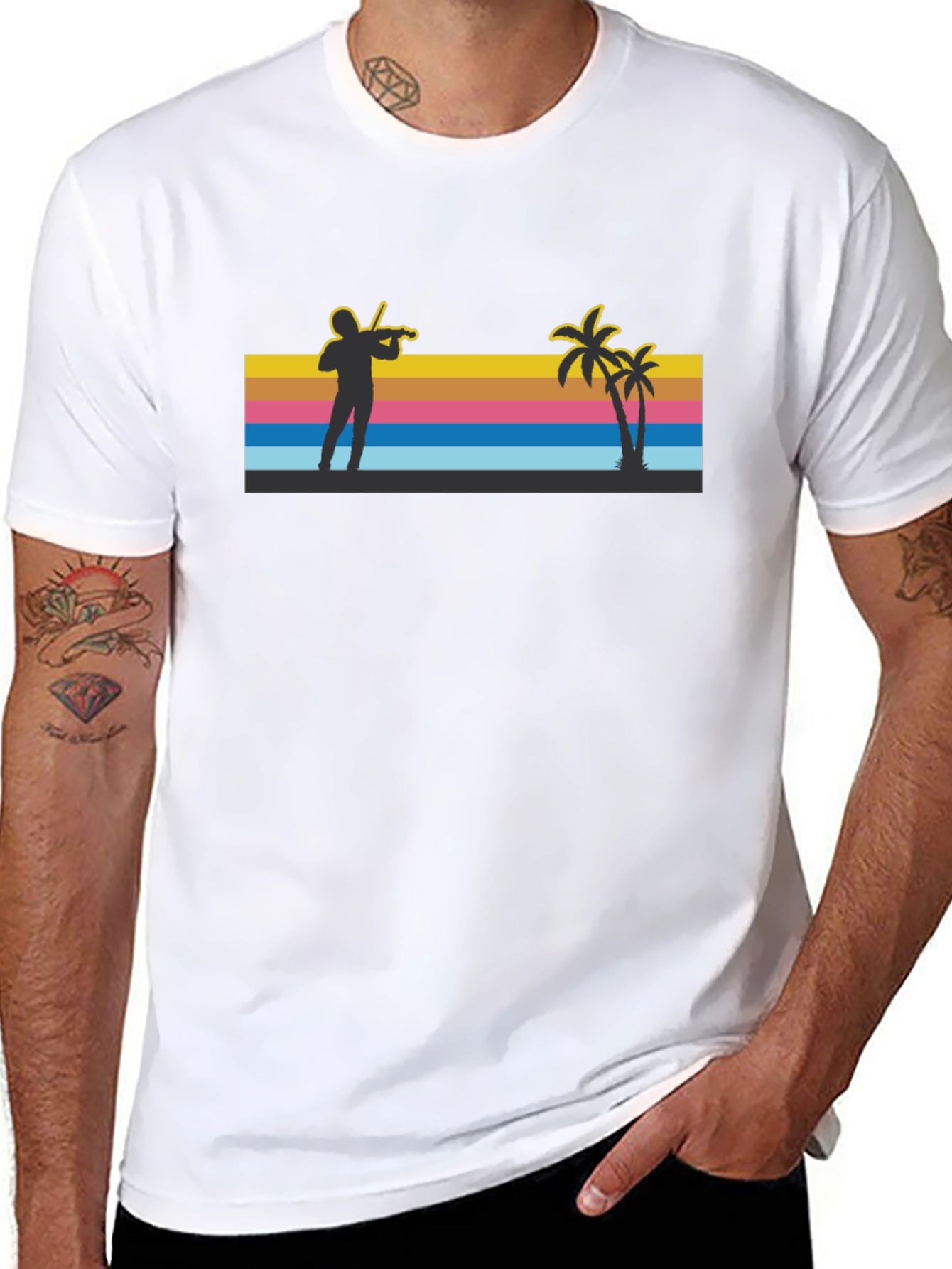 Tropical Violinist T-Shirt - Beach Vibes