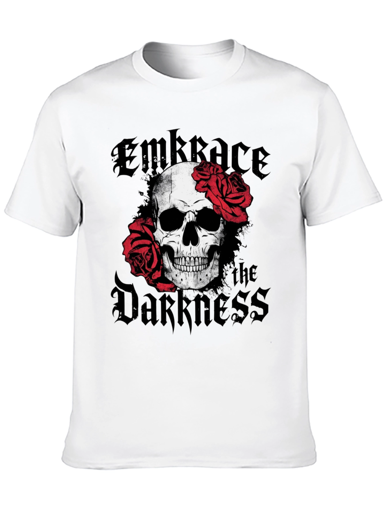 Embrace the Darkness Skull & Roses Graphic T-Shirt
