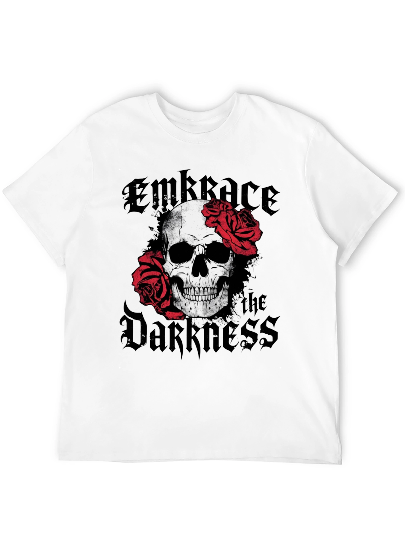 Embrace the Darkness Skull & Roses Graphic T-Shirt