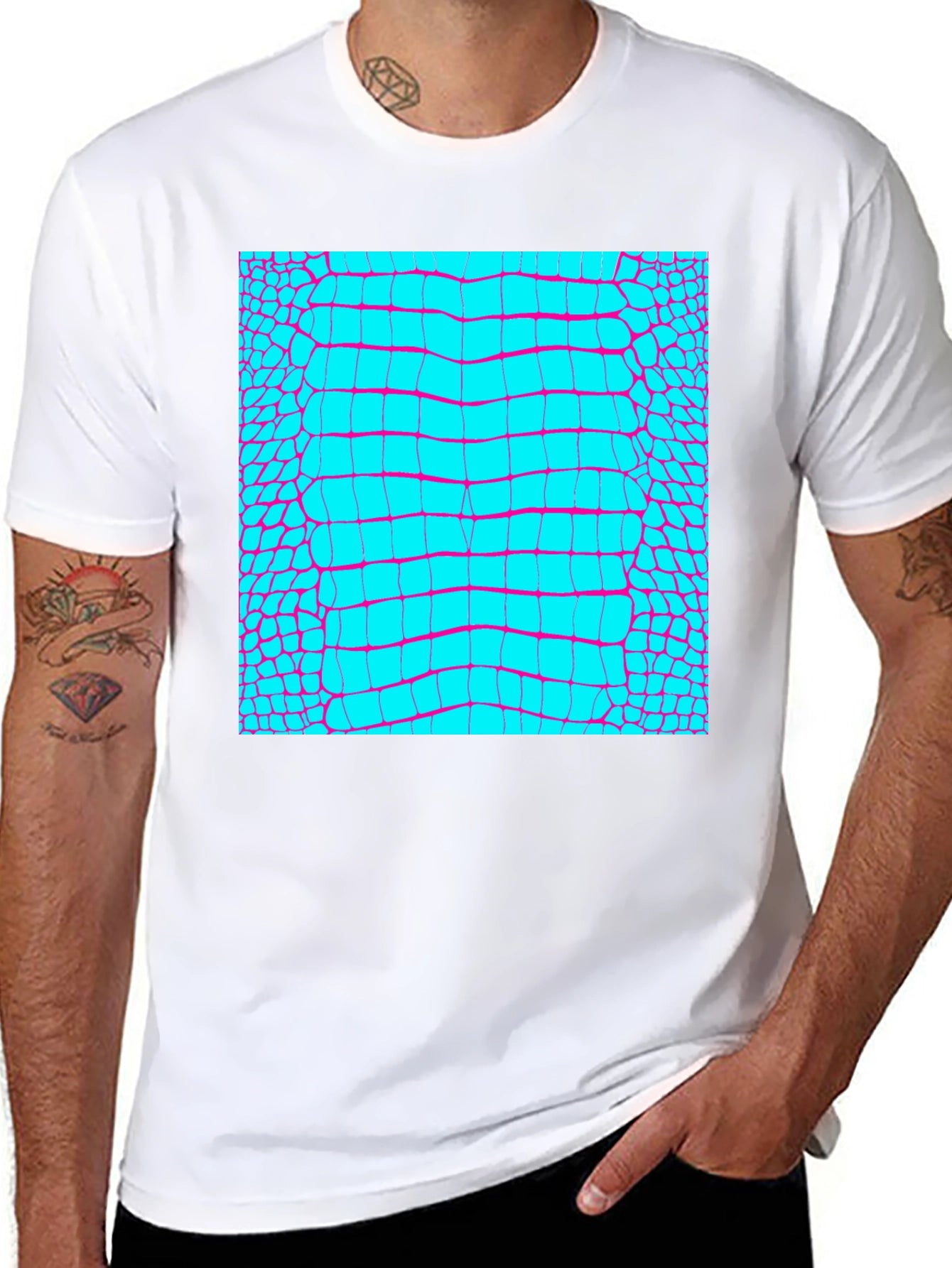 Reptile Skin Graphic Tee - Trendy Alligator Print