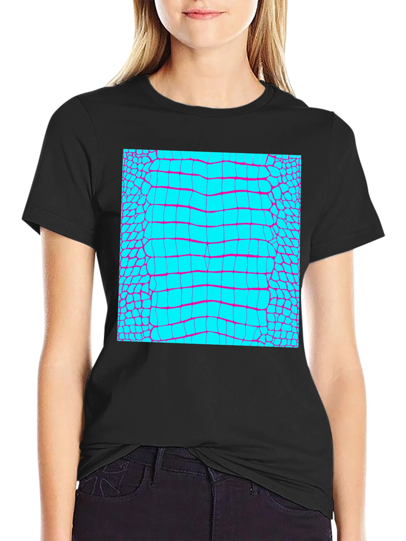 Reptile Skin Graphic Tee - Trendy Alligator Print