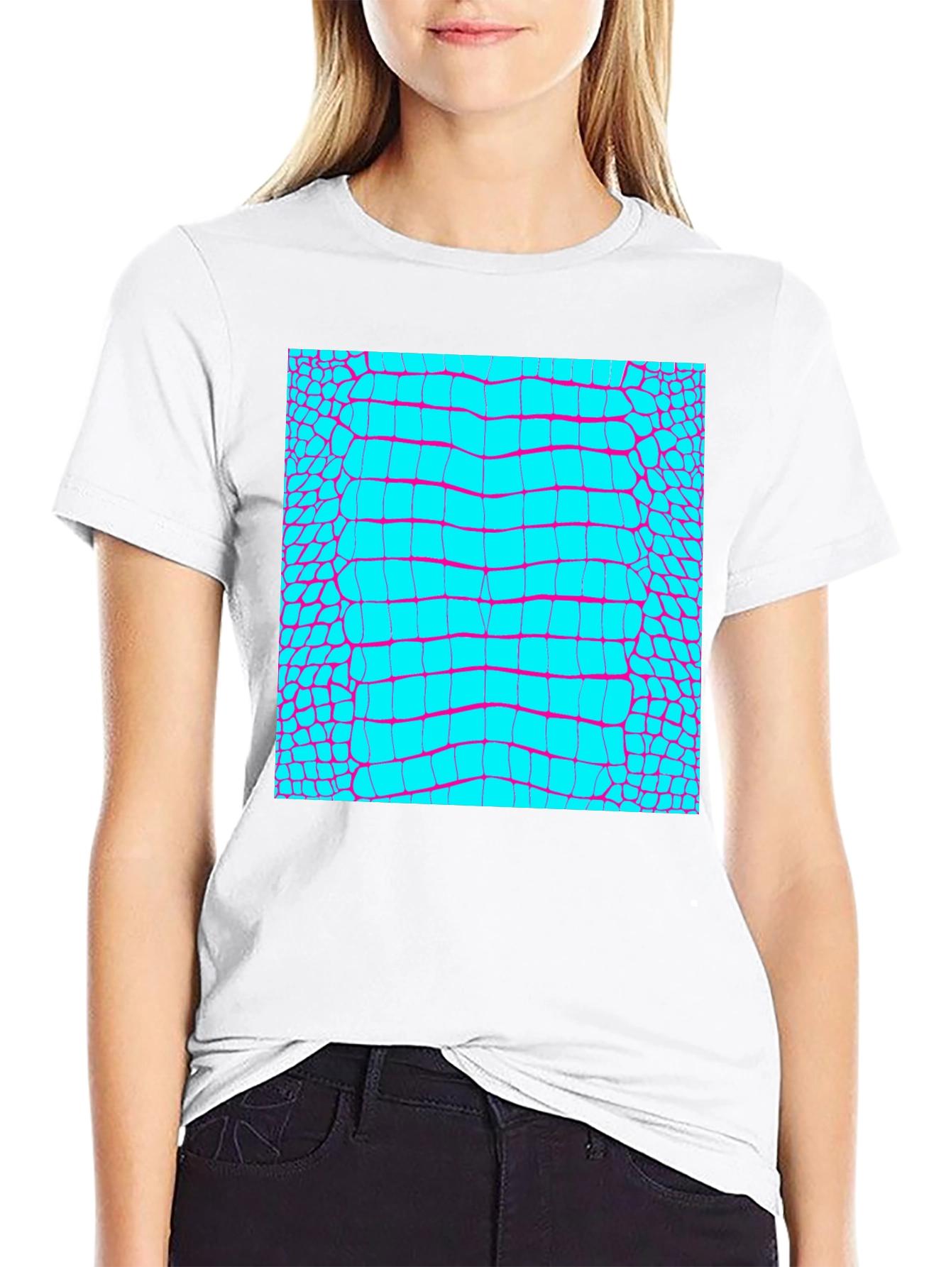 Reptile Skin Graphic Tee - Trendy Alligator Print