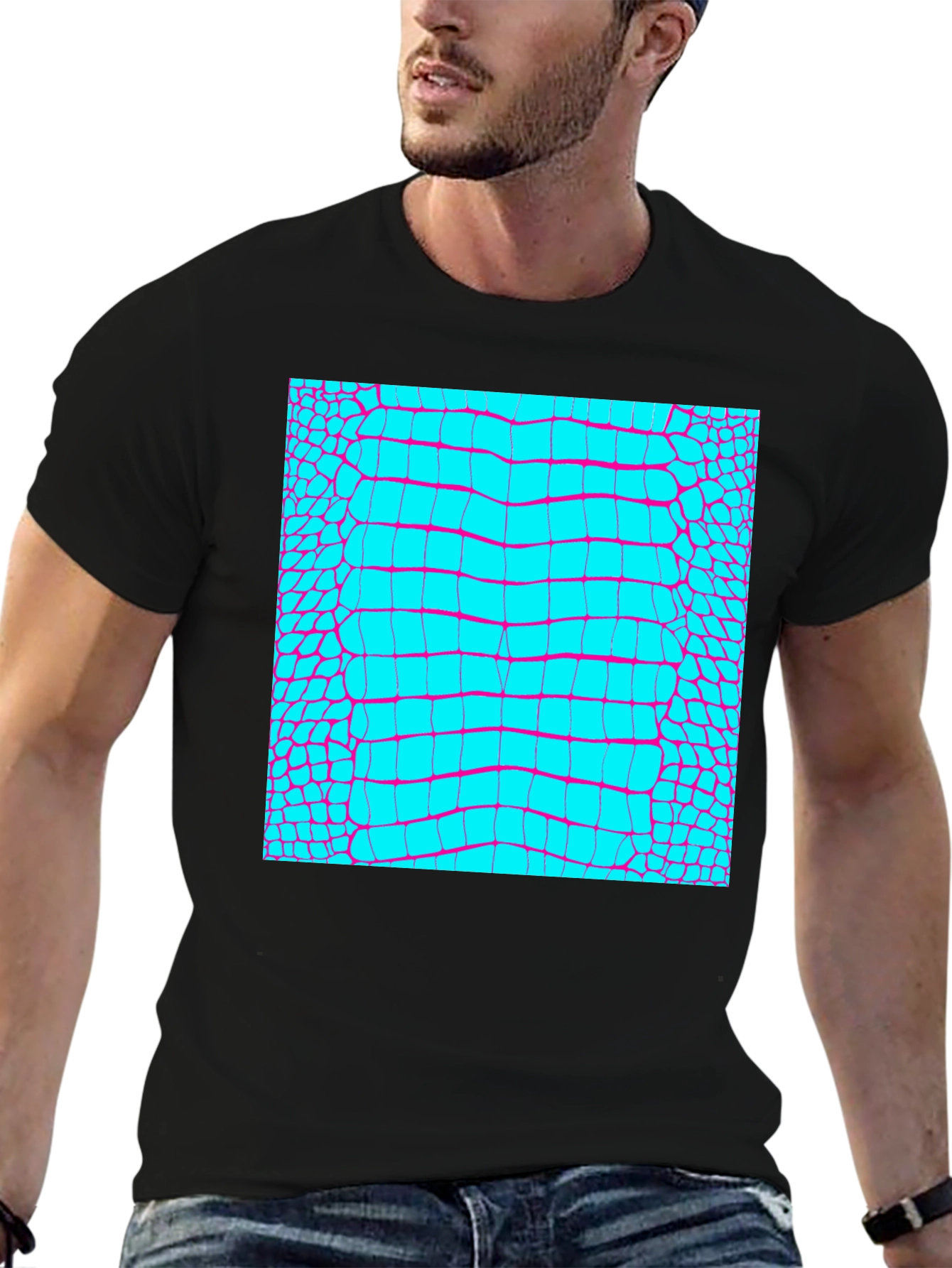 Reptile Skin Graphic Tee - Trendy Alligator Print