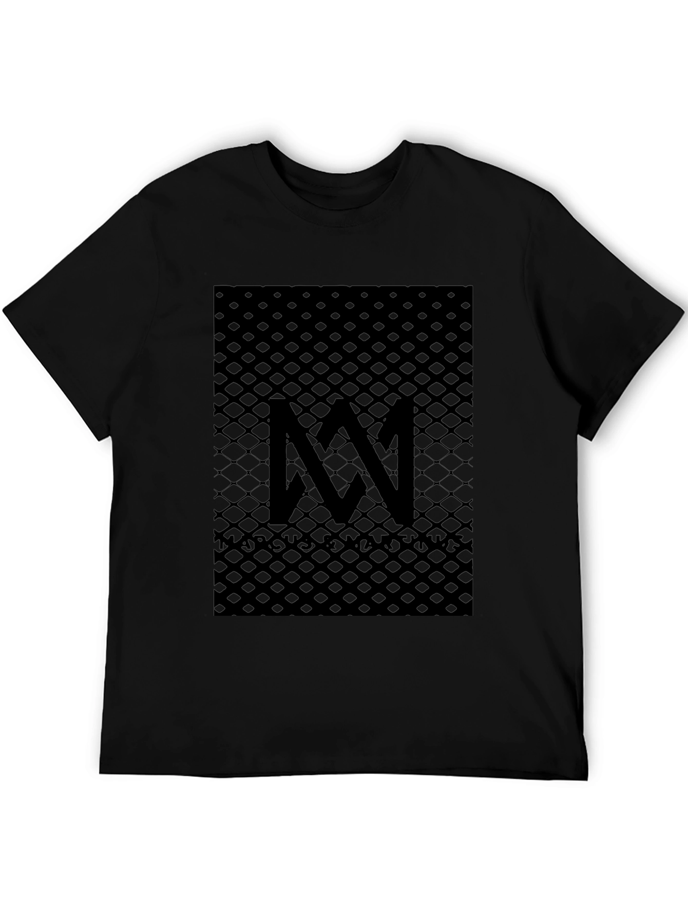 Modern Black Graphic Tee - Abstract Grid Design