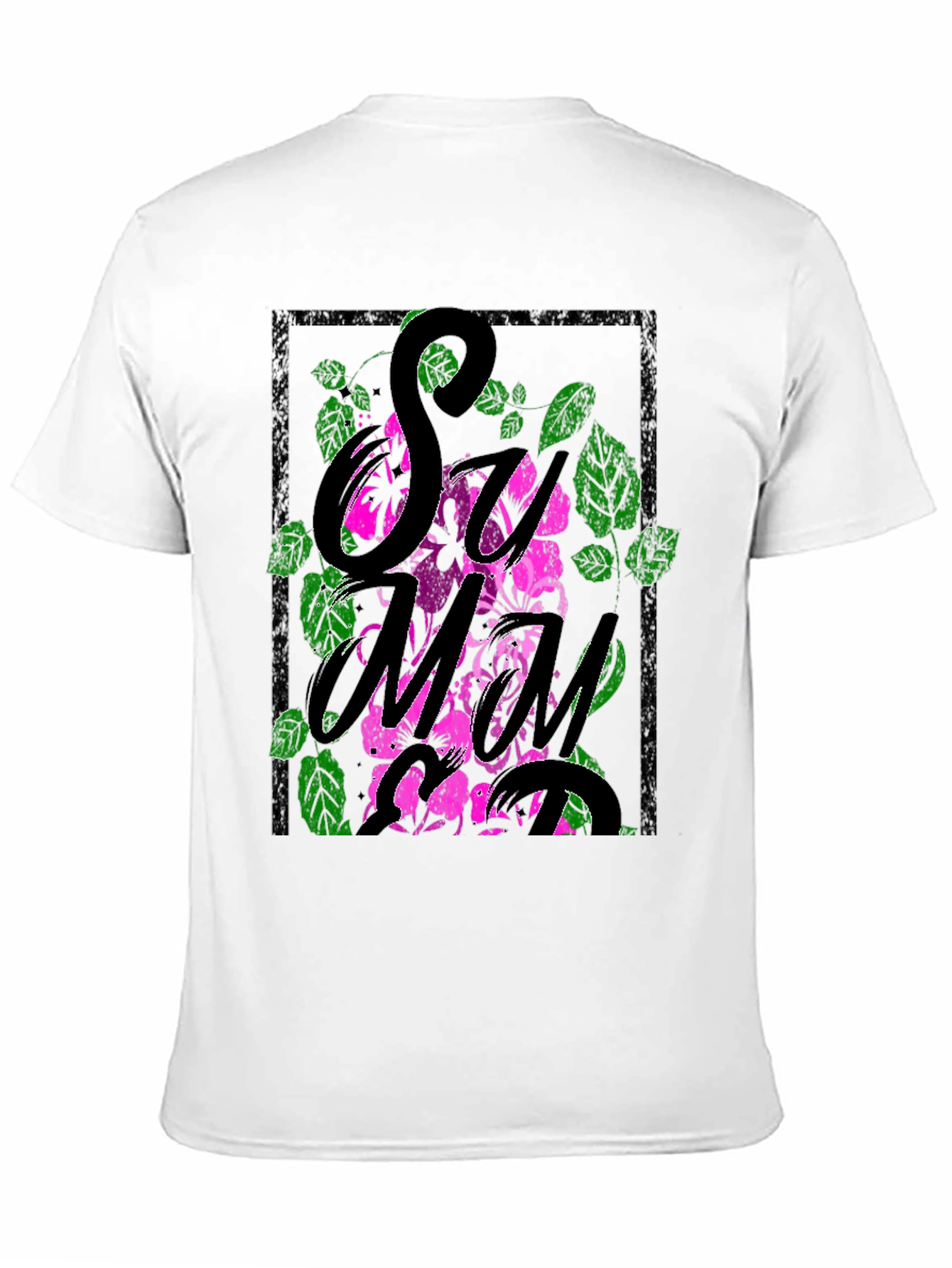 Floral Graphic Print Mens Black T-Shirt