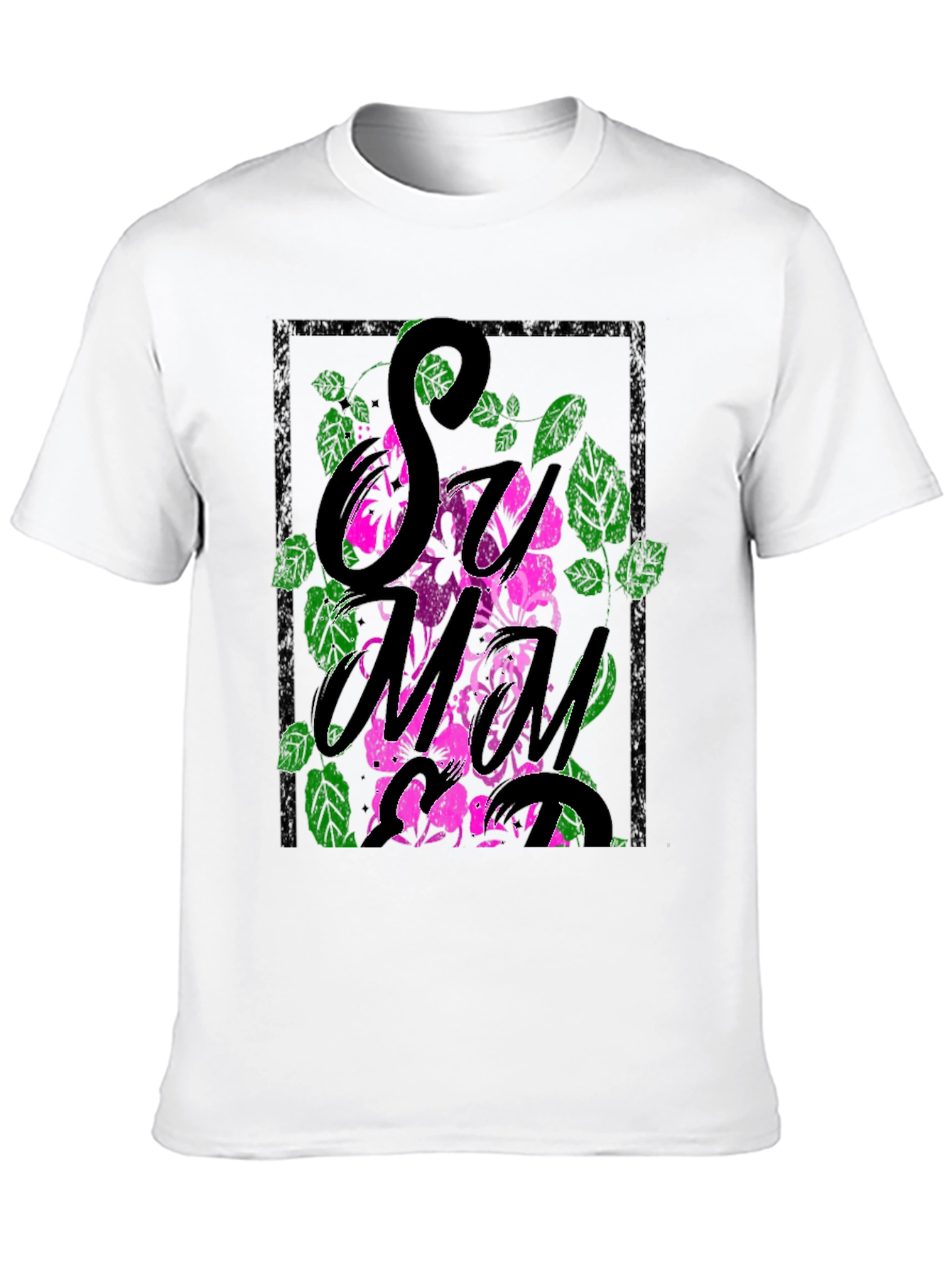 Floral Graphic Print Mens Black T-Shirt