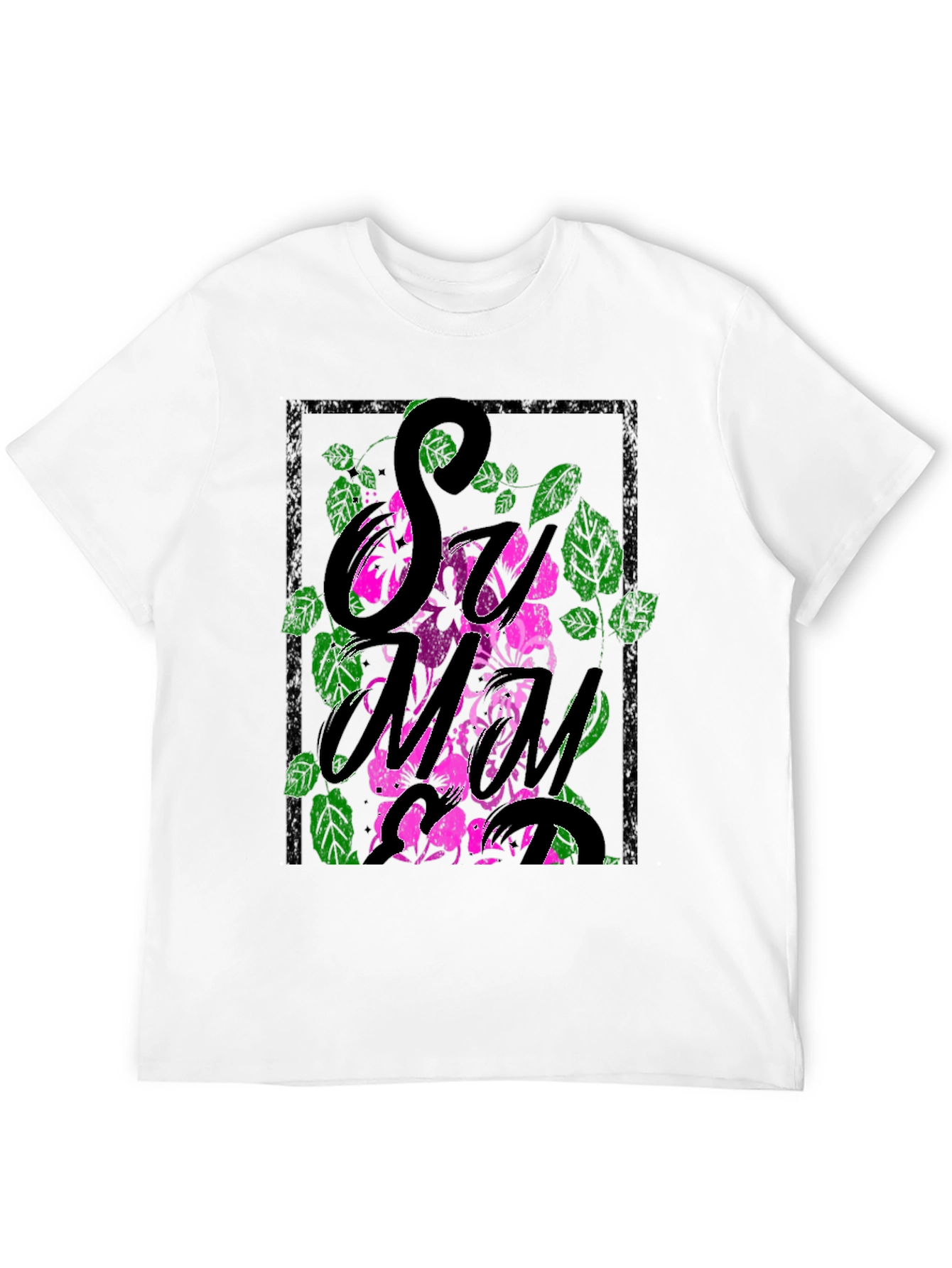 Floral Graphic Print Mens Black T-Shirt
