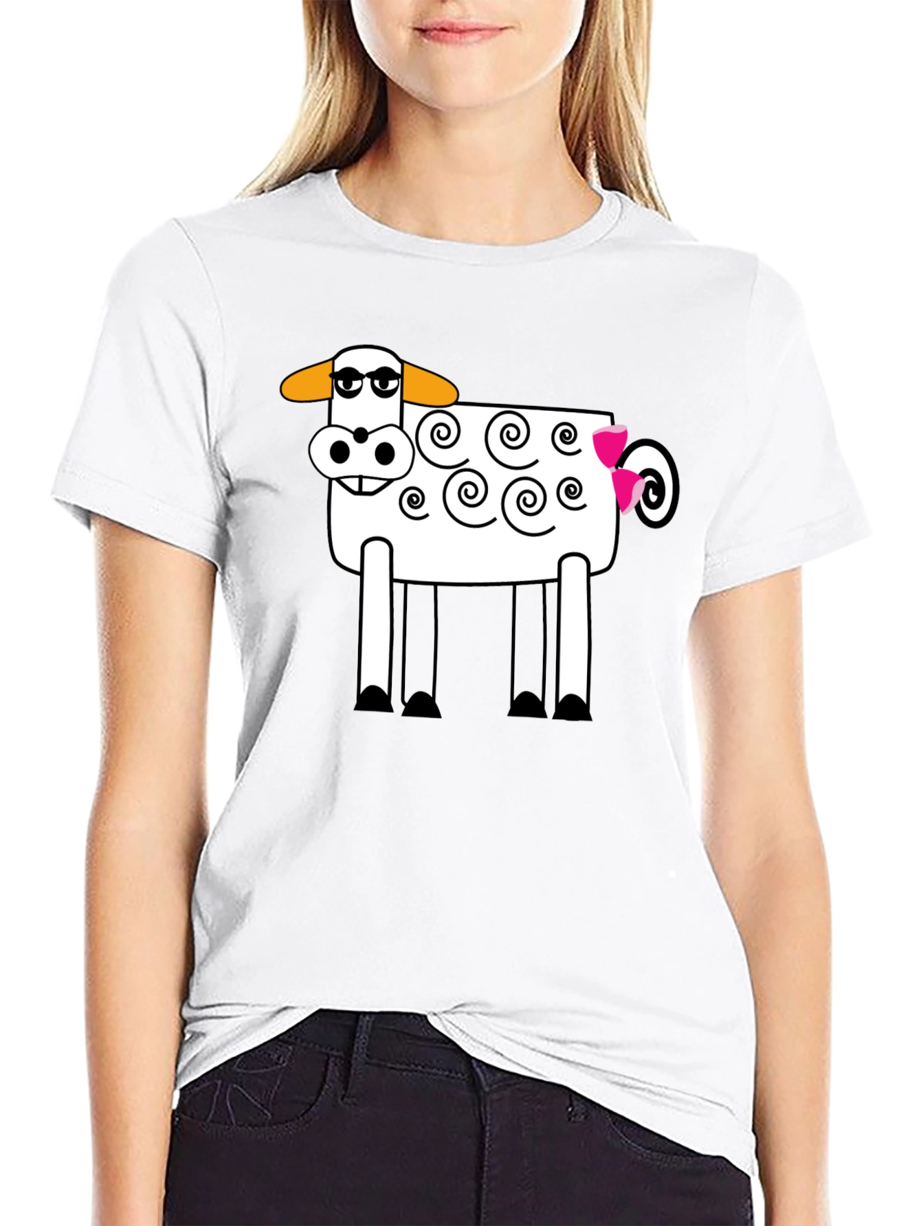 Cartoon Sheep Graphic T-Shirt - Soft Cotton Blend