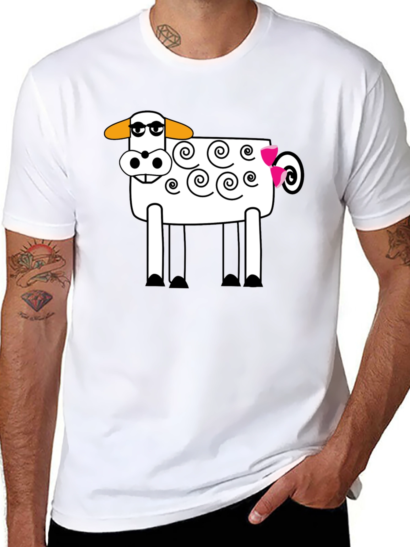 Cartoon Sheep Graphic T-Shirt - Soft Cotton Blend