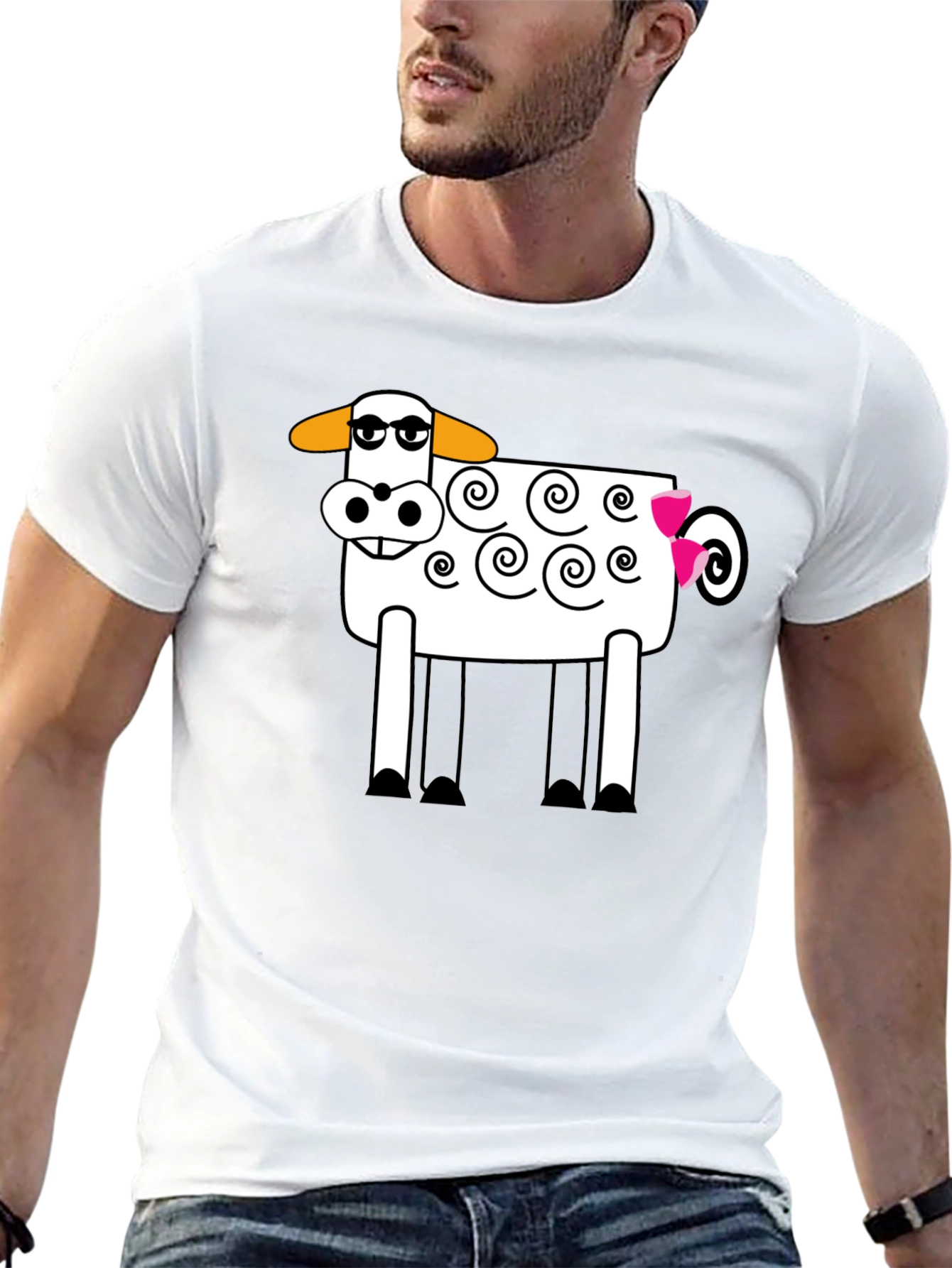 Cartoon Sheep Graphic T-Shirt - Soft Cotton Blend