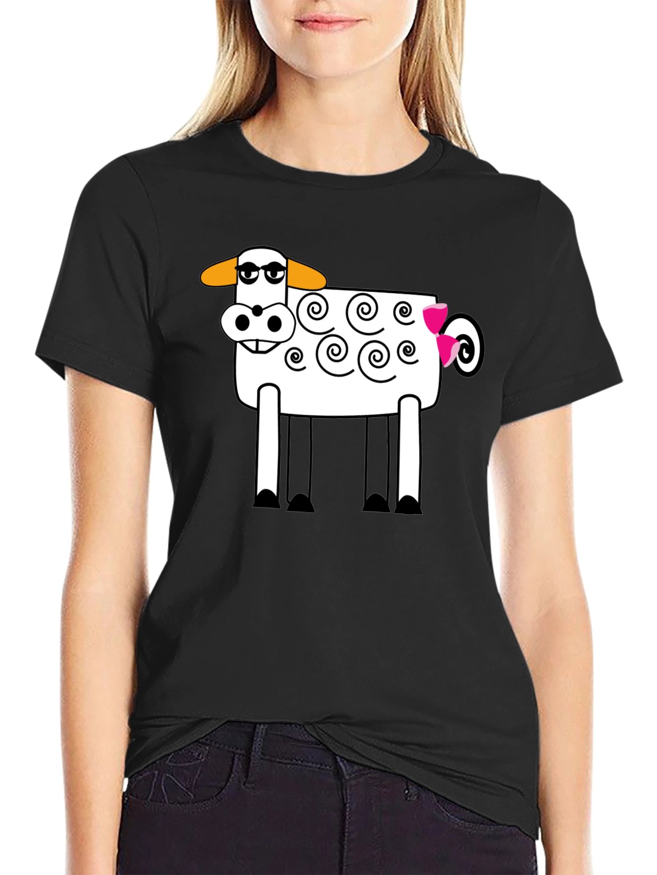 Cartoon Sheep Graphic T-Shirt - Soft Cotton Blend