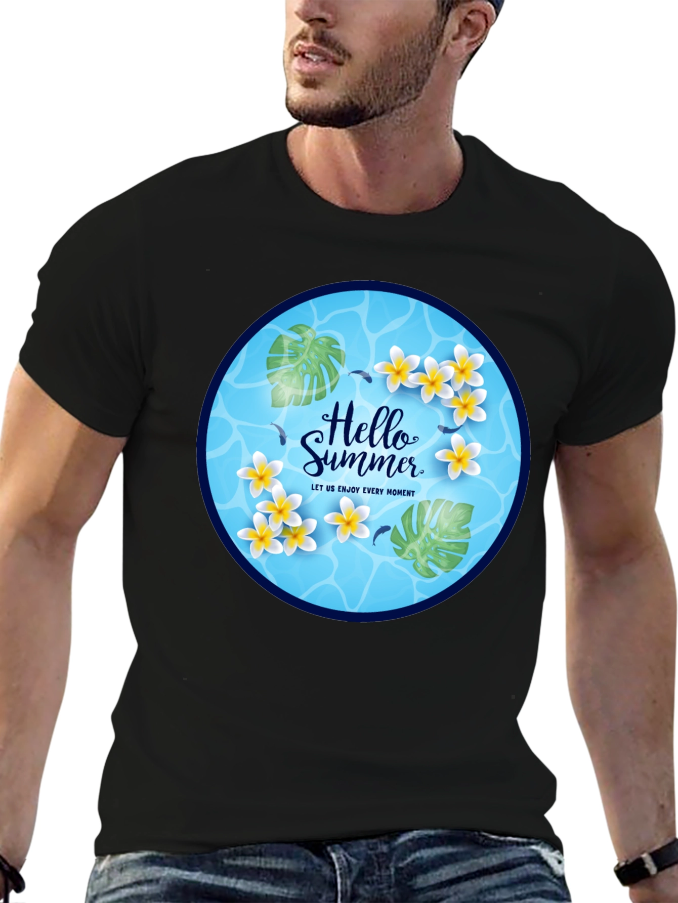 Hello Summer T-Shirt - Tropical Floral Design