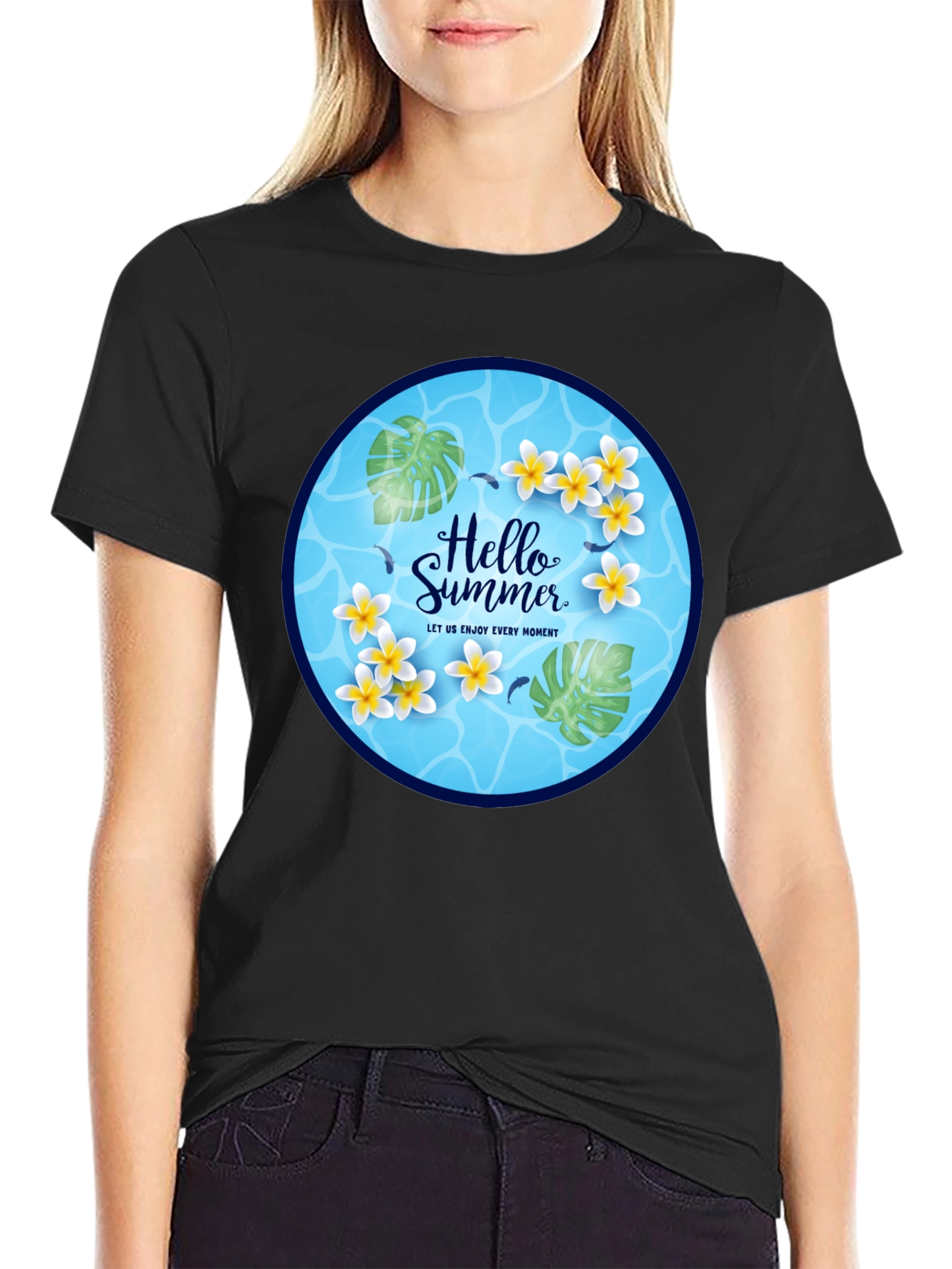 Hello Summer T-Shirt - Tropical Floral Design