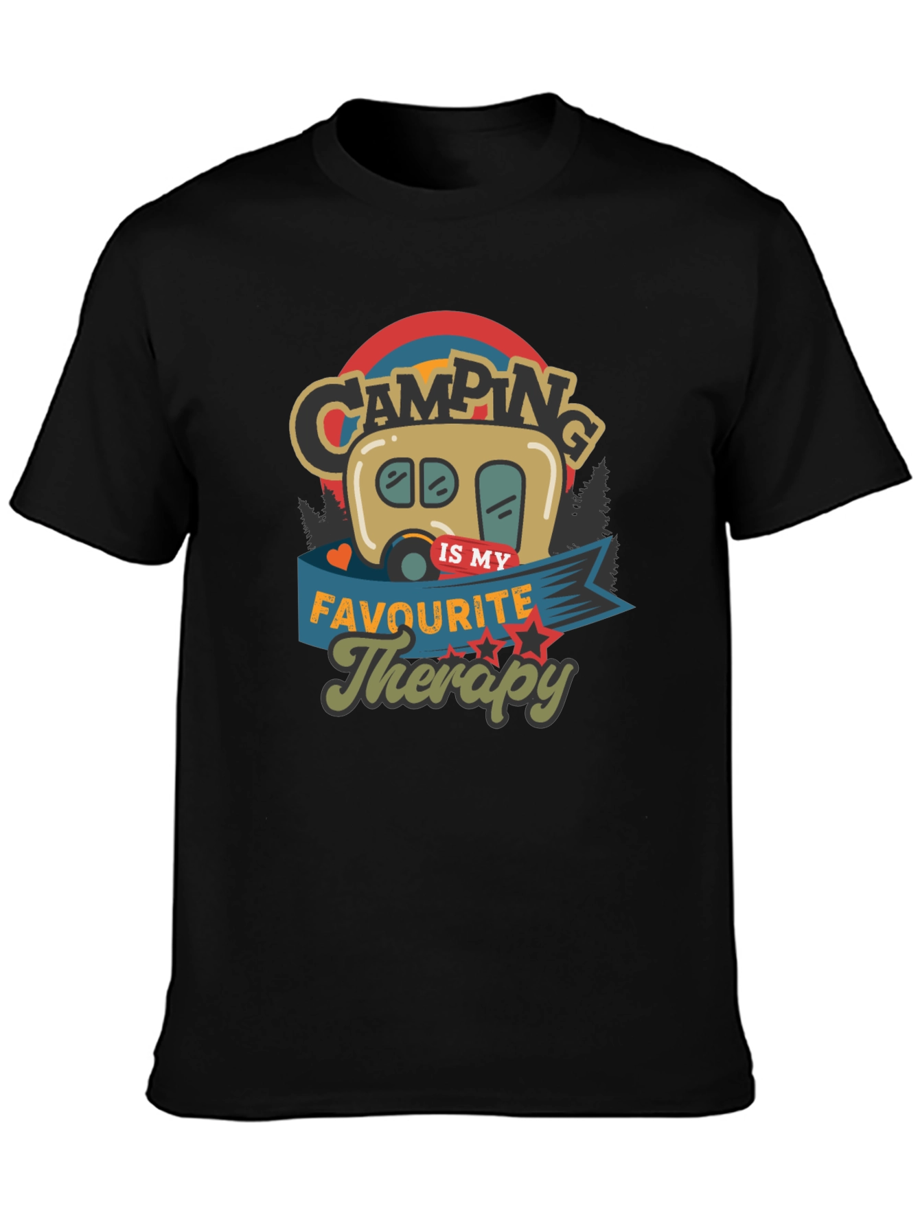 Camping is My Therapy Black Tee