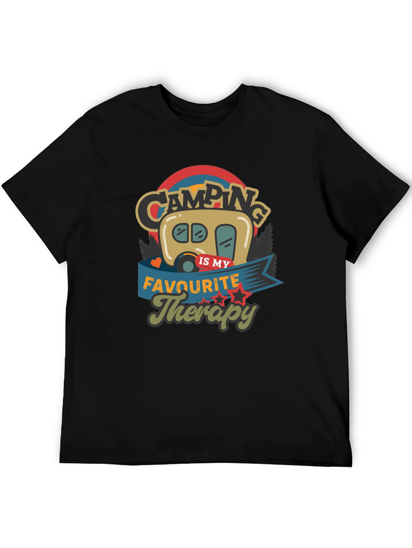 Camping is My Therapy Black Tee