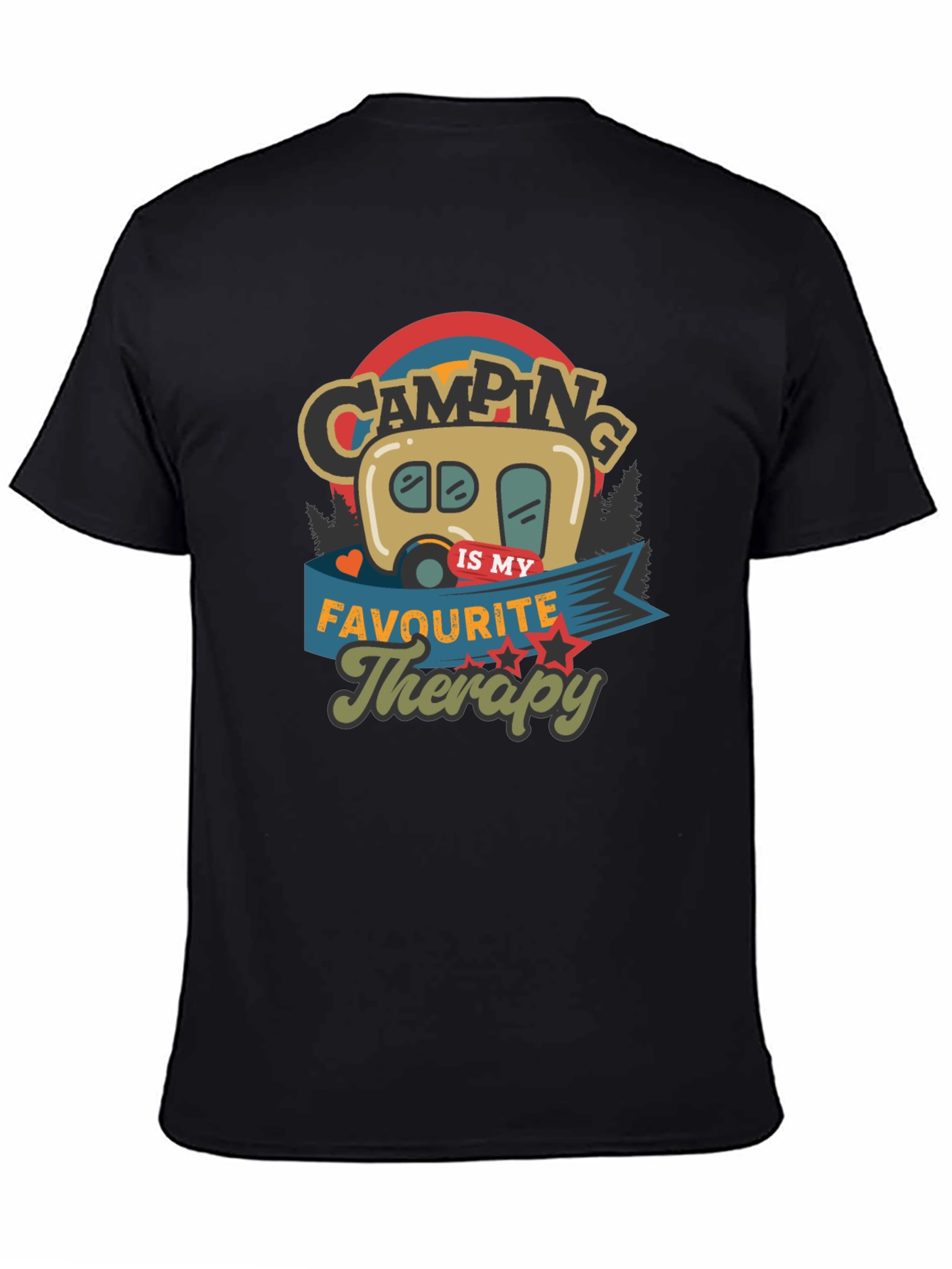 Camping is My Therapy Black Tee