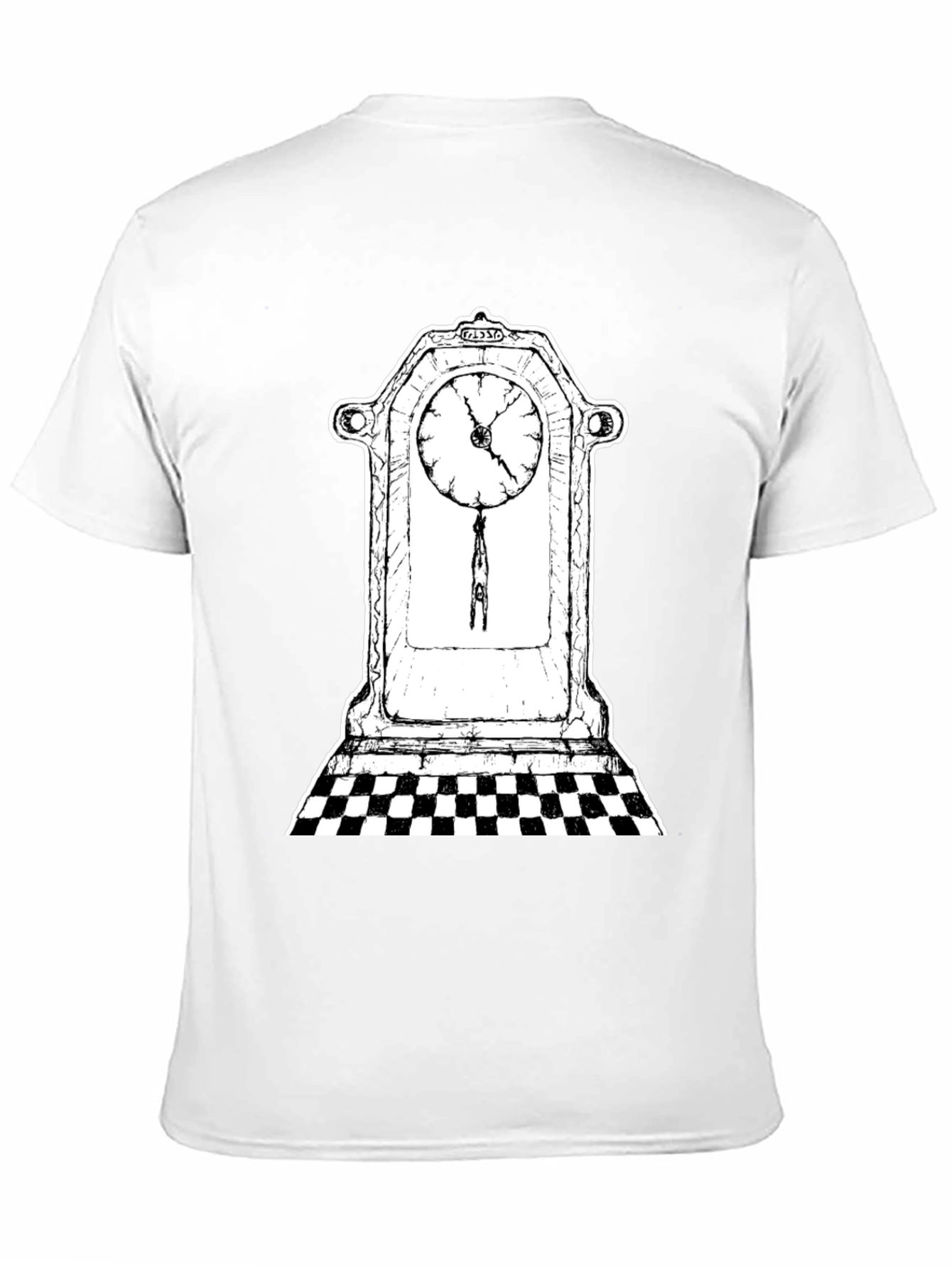 Surreal Clock Tower Graphic Tee - Black Cotton