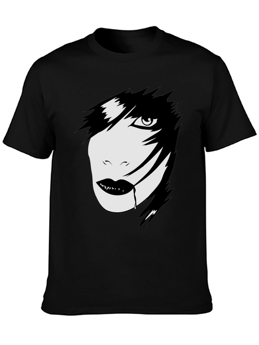 Emo Portrait Graphic Tee - Black