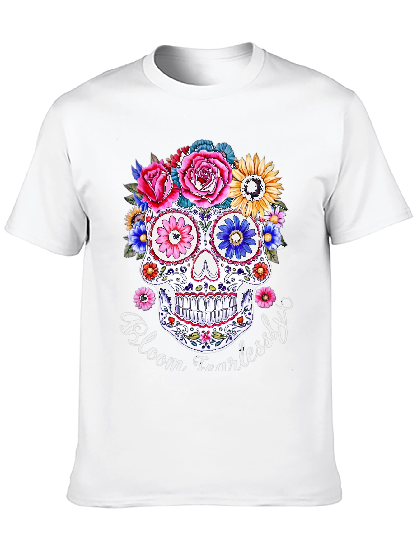 Floral Skull Graphic T-Shirt